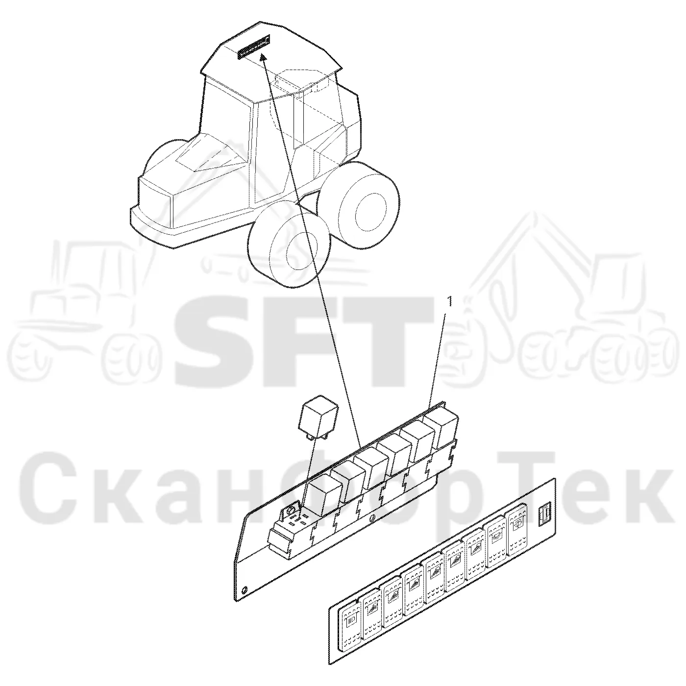 Схема: Valmet / Форвардер / Valmet 830.1 / Valmet 830.1 / Каталог запасных частей / Кабина / Рабочие лампы и стеклоочиститель / Рабочие лампы, ксеноновые / Рабочие лампы, ксеноновые / Комплект реле
