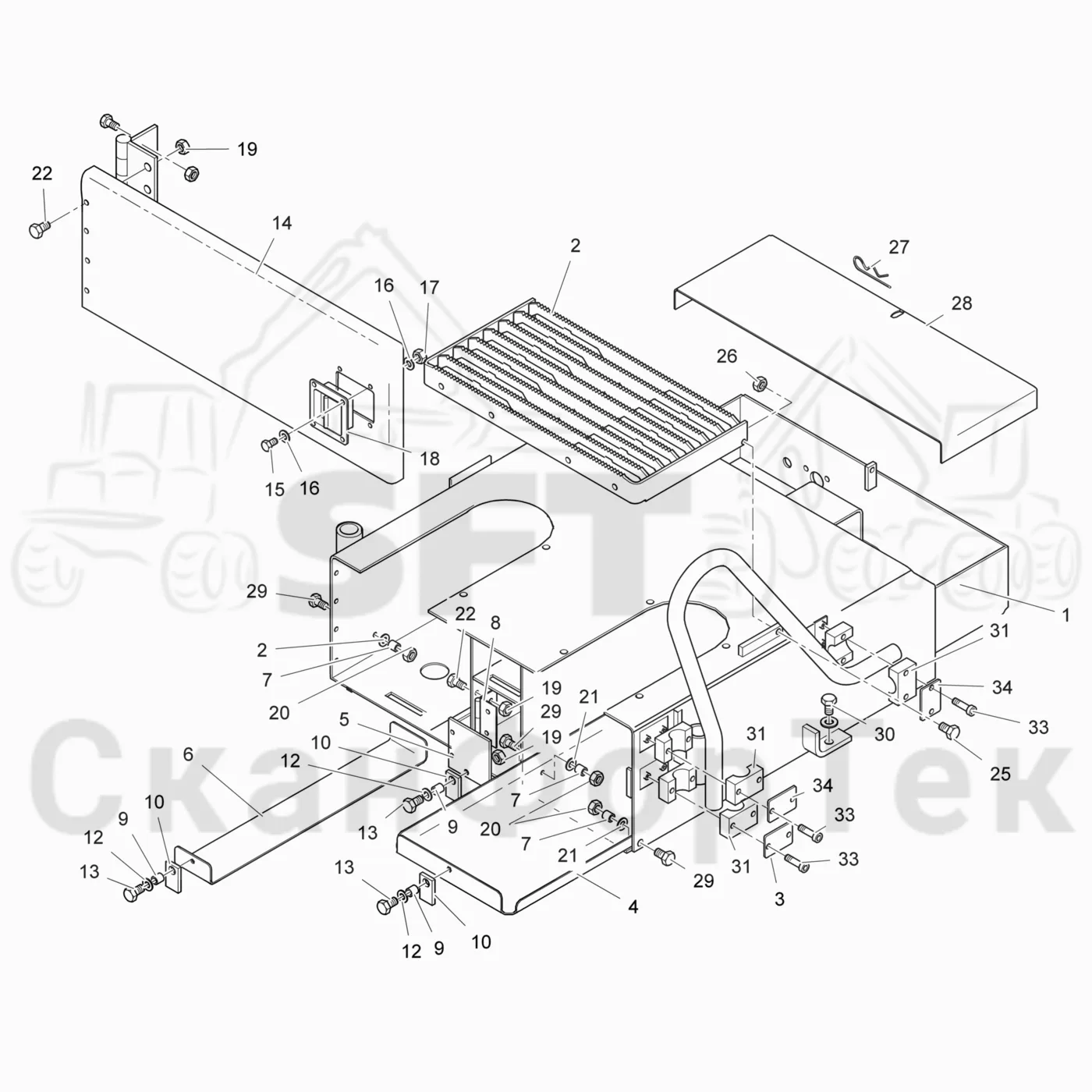 Схема: Valmet / Лесозаготовительные машины / Valmet 901.3 / Valmet 901.3 Ch -311190 / Valmet 901.3 Ch -311190 / Каталог запасных частей / шасси / Инструмент. Корчевка пней / Коробка с инструментом