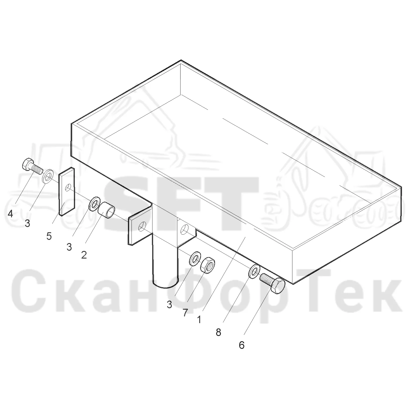 Схема: Valmet / Лесозаготовительные машины / Valmet 901.3 / Valmet 901.3 Ch. 311191- / Valmet 901.3 Ch. 311191- / Каталог запасных частей / шасси / Инструмент. Корчевка пней / Tool box holder