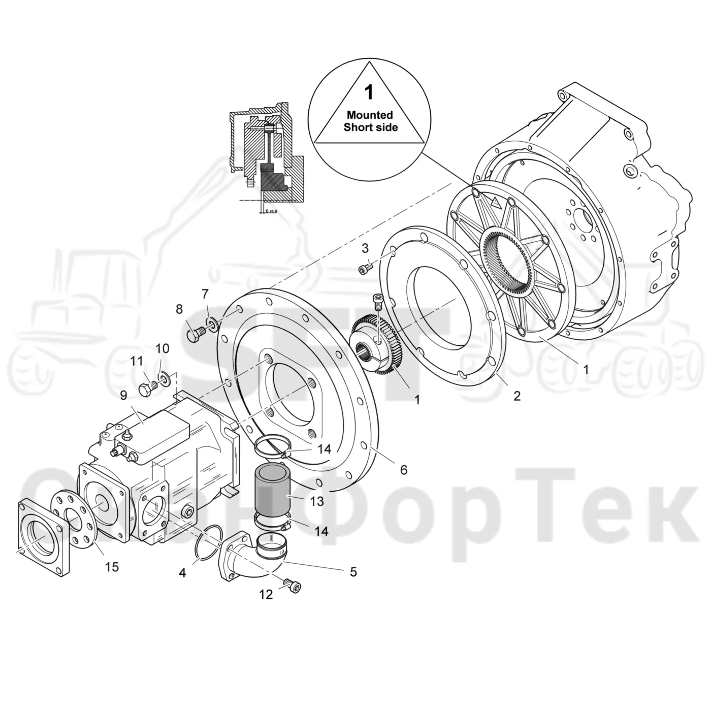 Схема: Valmet / Лесозаготовительные машины / Valmet 901.3 / Valmet 901.3 Ch. 311191- / Valmet 901.3 Ch. 311191- / Каталог запасных частей / Гидравлика / Гидравлические насосы / Насосная установка
