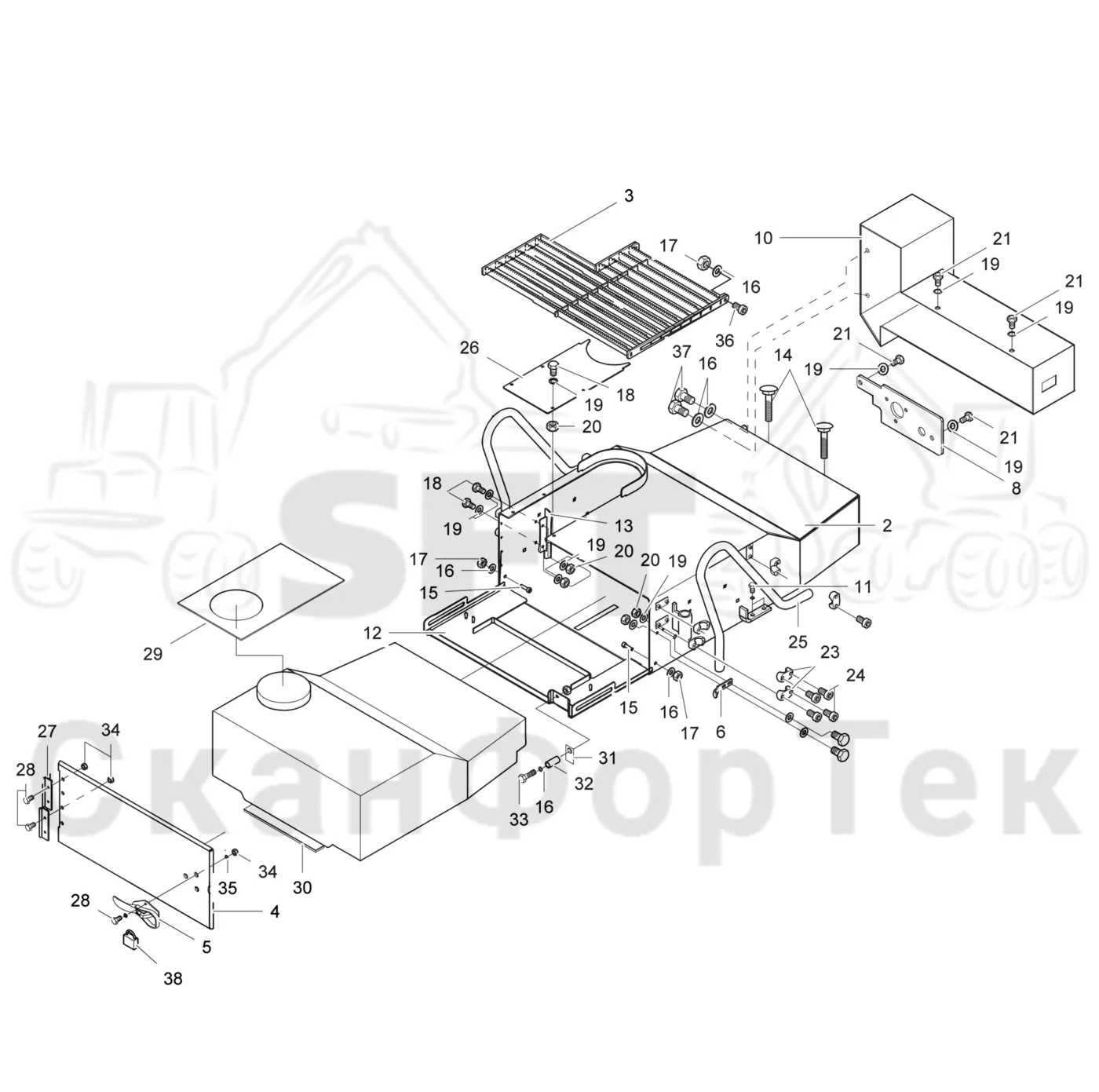 Схема: Valmet / Лесозаготовительные машины / Valmet 901.3 / Valmet 901.3 Ch. 311191- / Valmet 901.3 Ch. 311191- / Каталог запасных частей / шасси / Инструмент. Корчевка пней / Коробка с инструментом