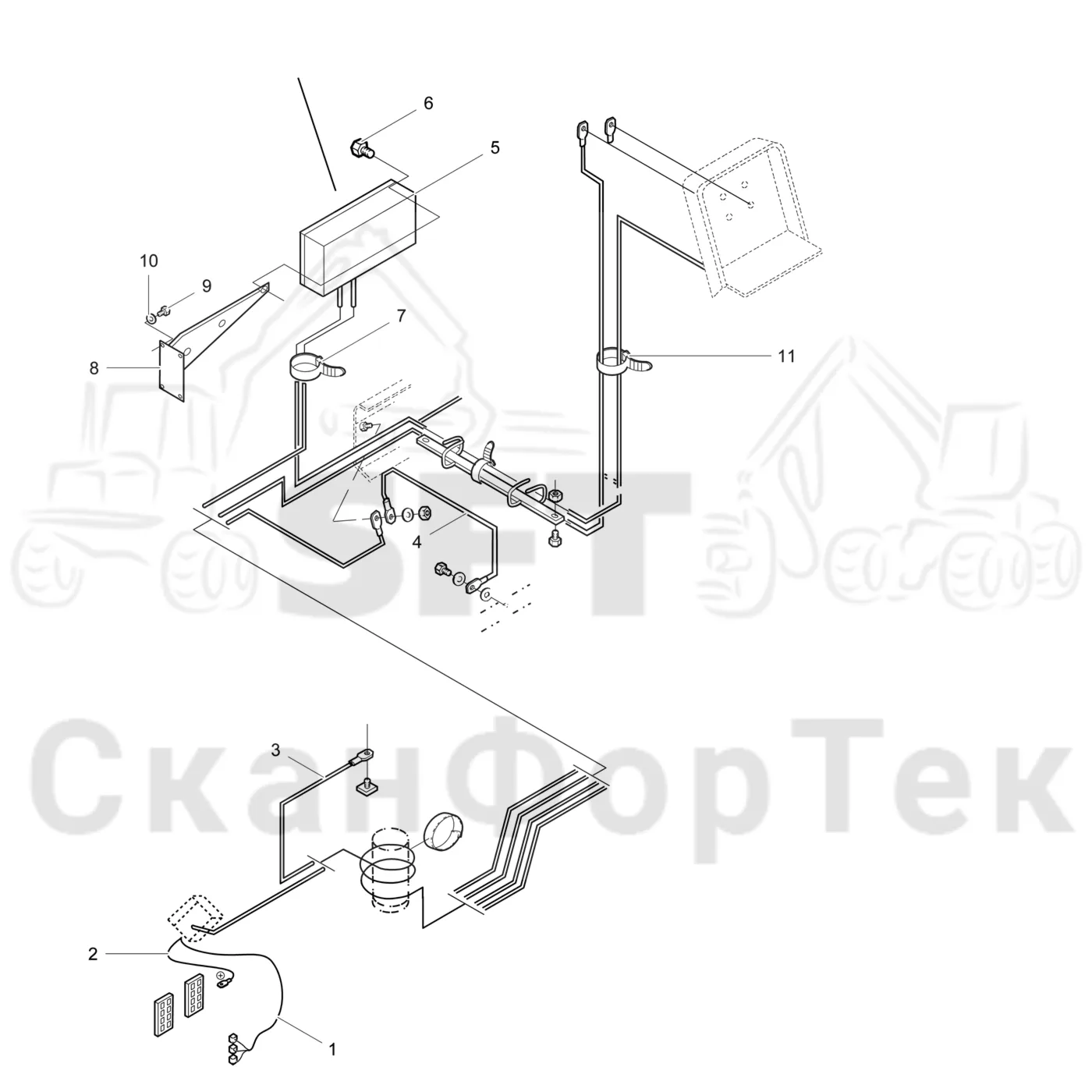 Схема: Valmet / Лесозаготовительные машины / Valmet 901.3 / Valmet 901.3 Ch. 311191- / Valmet 901.3 Ch. 311191- / Каталог запасных частей / шасси / Электрический Оборудование / Комплект кабелей шасси