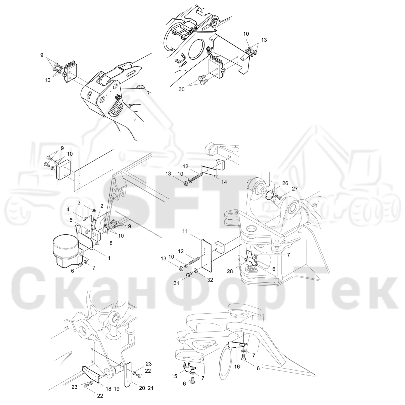 Схема: Valmet / Лесозаготовительные машины / Valmet 901.3 / Valmet 901.3 Ch. 311191- / Valmet 901.3 Ch. 311191- / Каталог запасных частей / шасси / Центральная смазка / защита