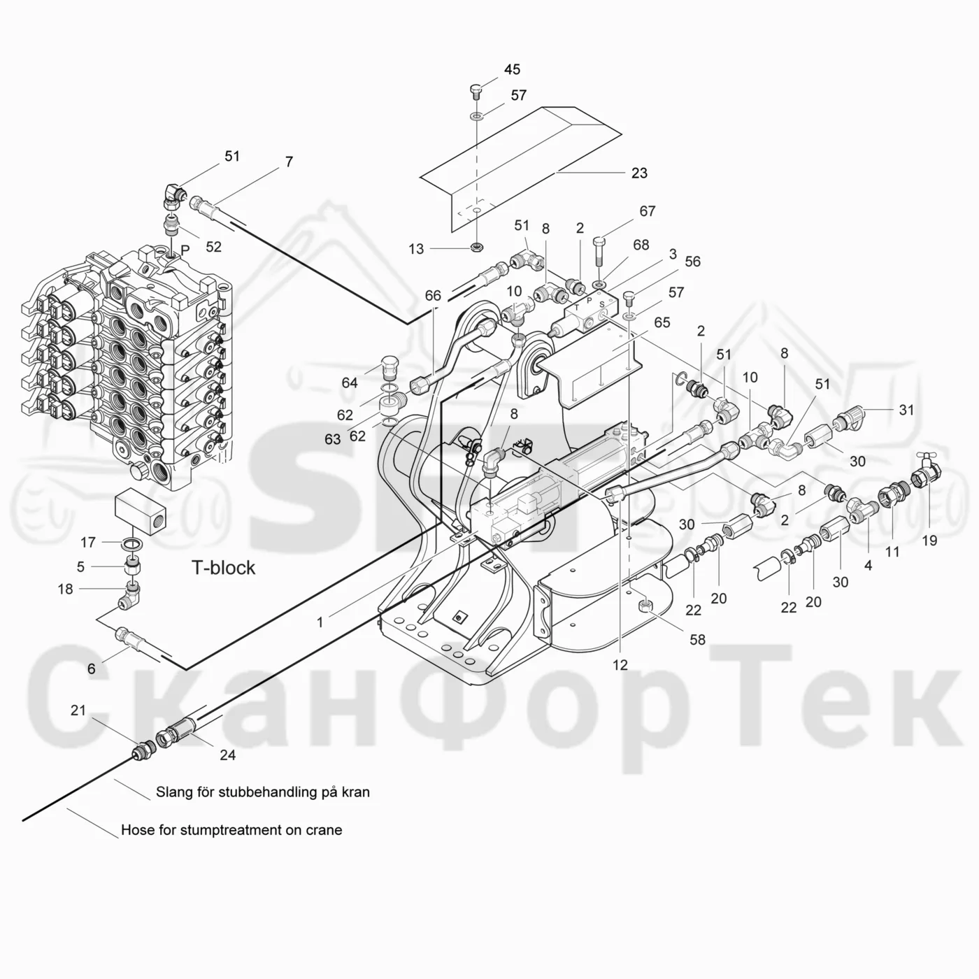 Схема: Valmet / Лесозаготовительные машины / Valmet 911.3 / Valmet 911.3 Ch 311371- / Valmet 911.3 Ch 311372- / Каталог запасных частей / Лесозаготовительное оборудование / Лесозаготовительное оборудование / Корчевка пней Гидравлика