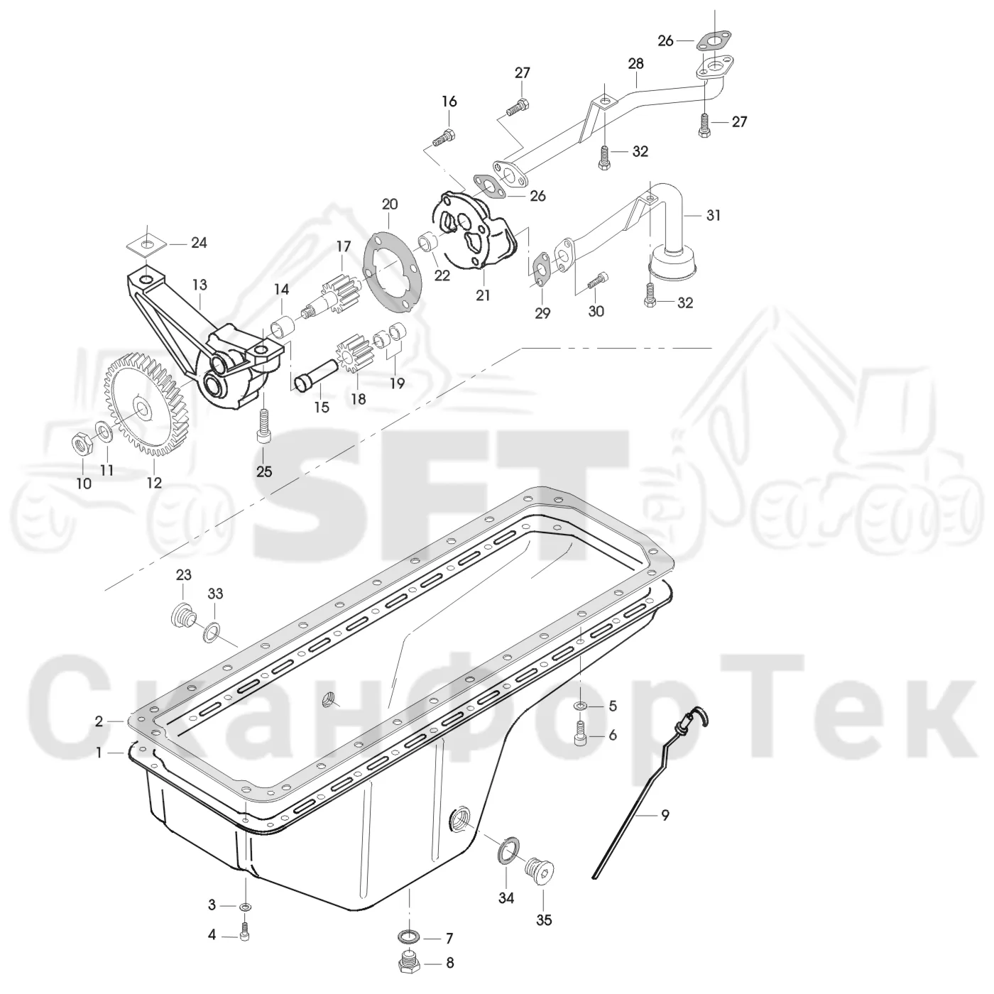 Схема: Valmet / Форвардер / Valmet 840.2 / Valmet 840.2  Ch. -211120 / Valmet 840.2  Ch. -211120 / Каталог запасных частей / Двигатель / Система смазки / Маслоотстойник - J 8487