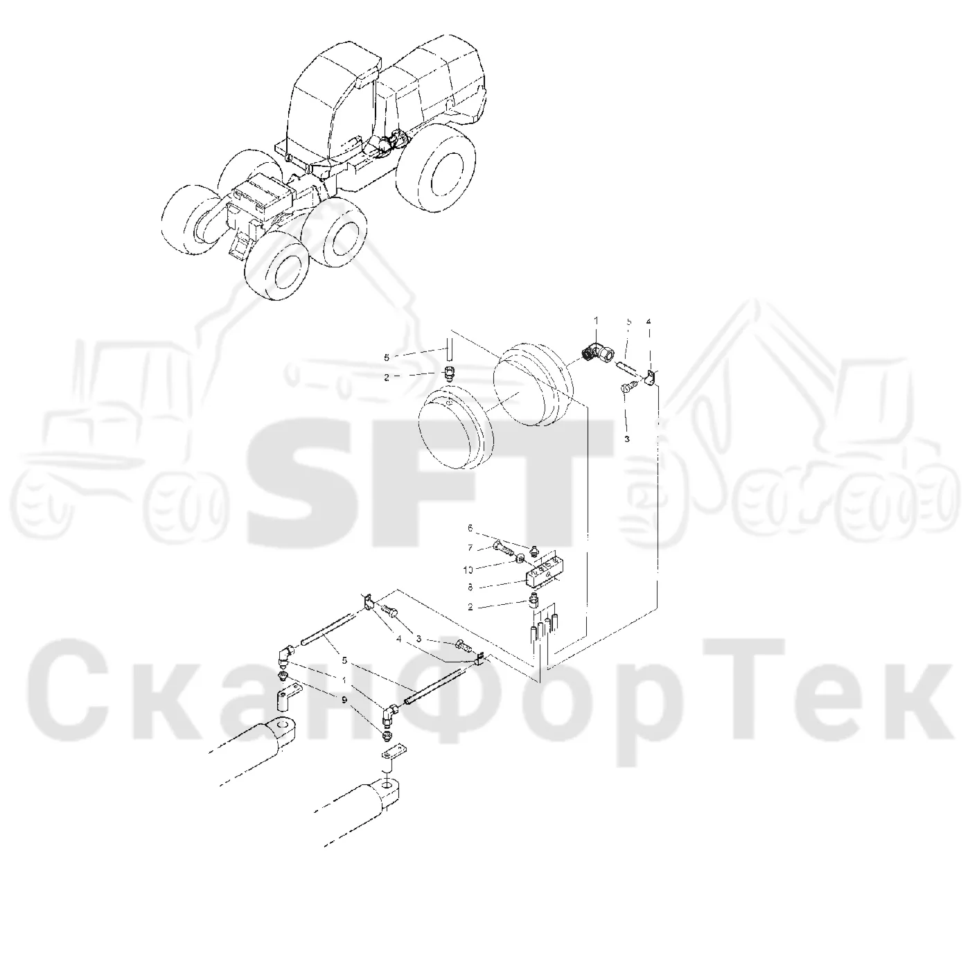 Схема: Valmet / Лесозаготовительные машины / Valmet 901.2 / Valmet 901.2 Ch. -211060 / Valmet 901.2 Ch. -211060 / Каталог запасных частей / Коробка передач / Ось / Мост VL 52 / Смазка задней оси