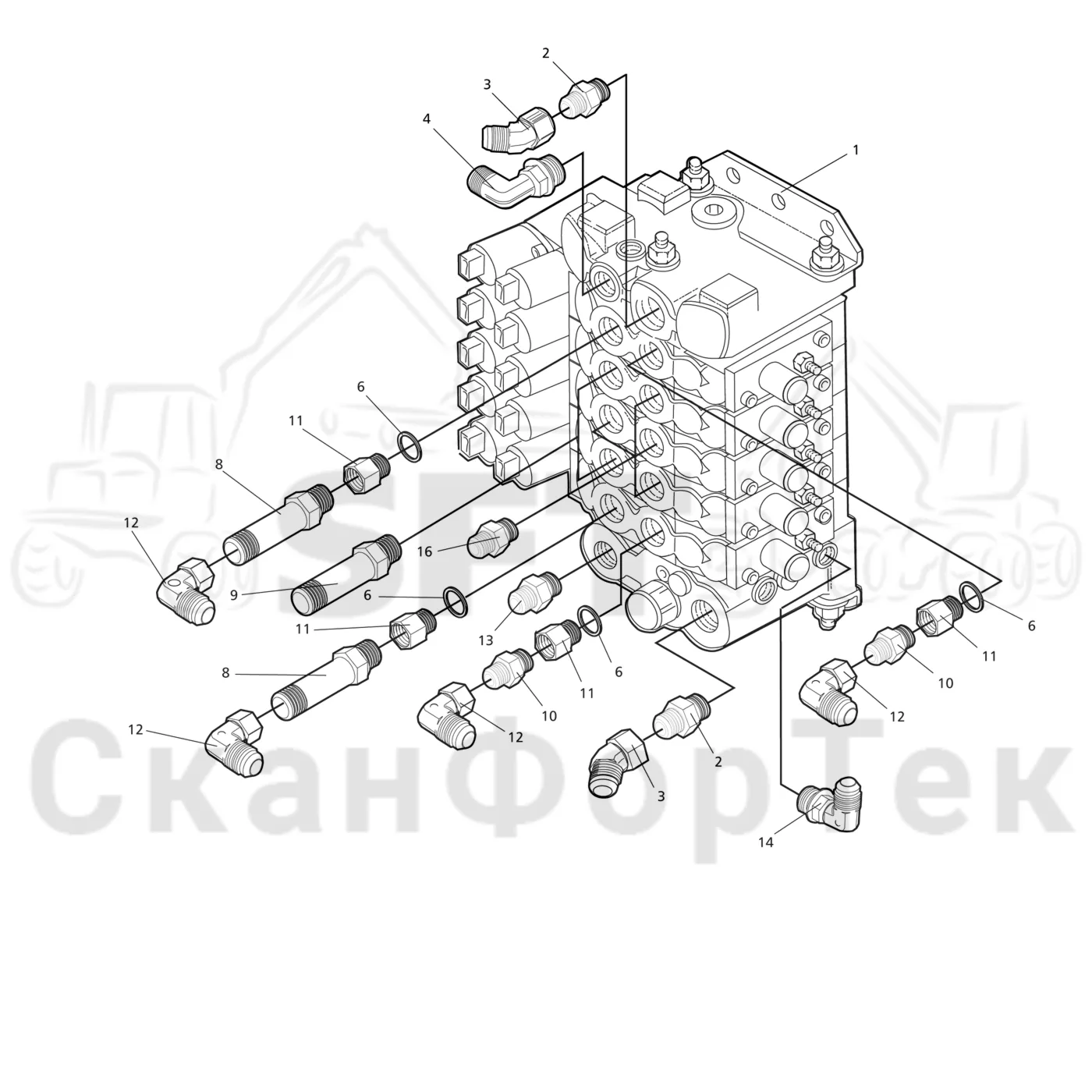 Схема: Valmet / Лесозаготовительные машины / Valmet 911.3 / Valmet 911.3 Ch - 311370 / Valmet 911.3 Ch - 311370 / Каталог запасных частей / Гидравлика / Клапан подъемного крана / Клапан подъемного крана 900