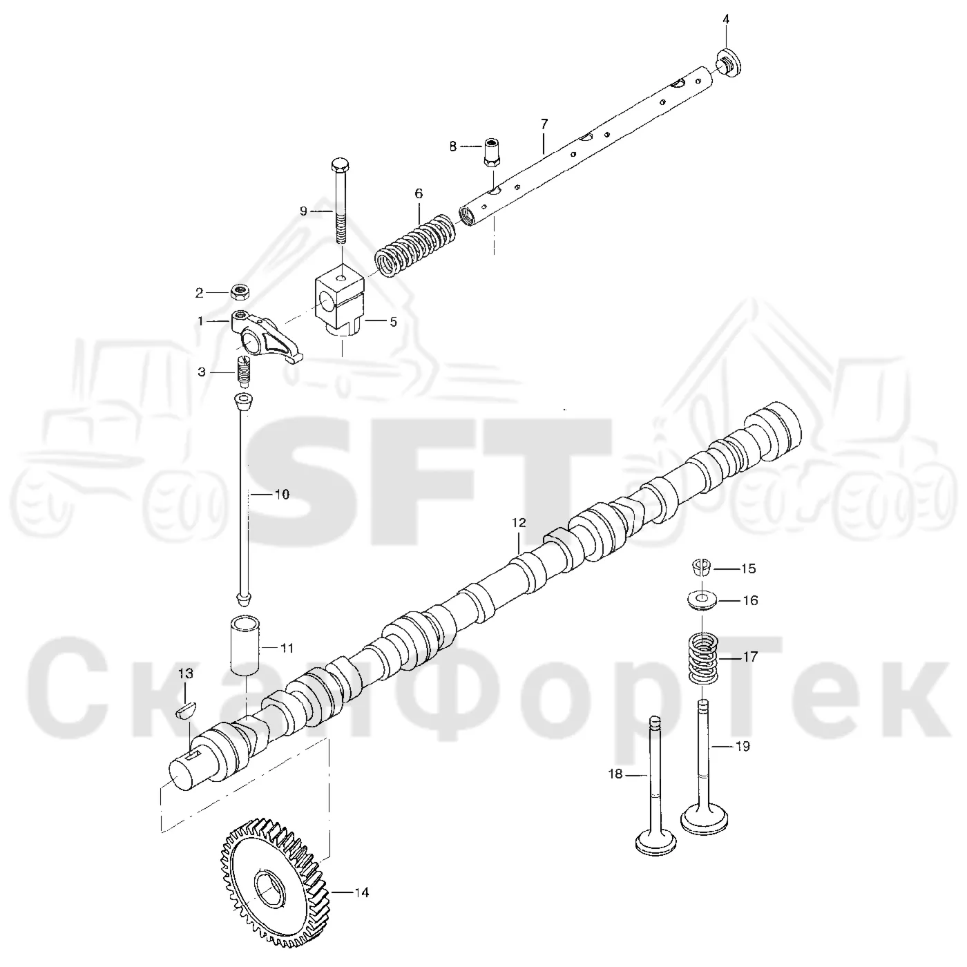 Схема: Valmet / Лесозаготовительные машины / Valmet 921.1 / Valmet 921.1 Ch. -113530 / Valmet 921.1 Ch. -113530 / Каталог запасных частей / Двигатель / Блок двигателя / Механизм клапана