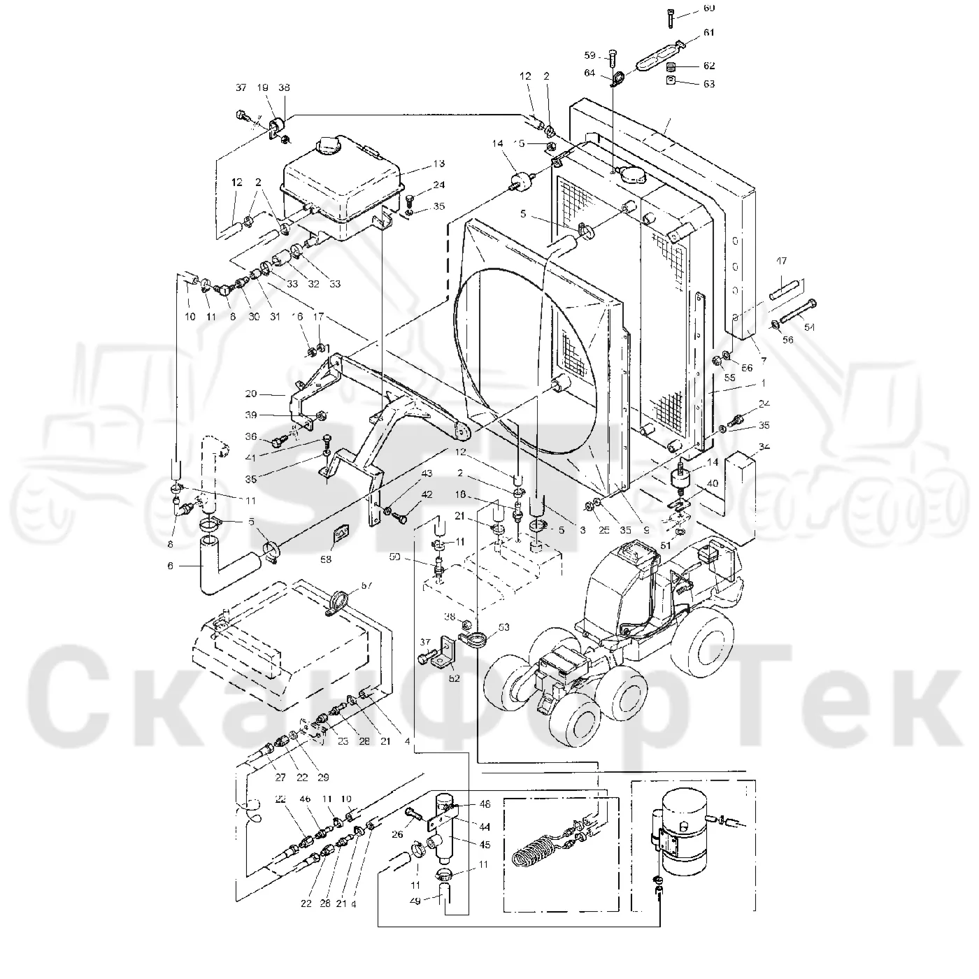 Схема: Valmet / Лесозаготовительные машины / Valmet 921 / Valmet 921 Ch -13270 / Valmet 921 Ch -13270 / Каталог запасных частей / Двигатель / Система охлаждения / Система охлаждения двигателя