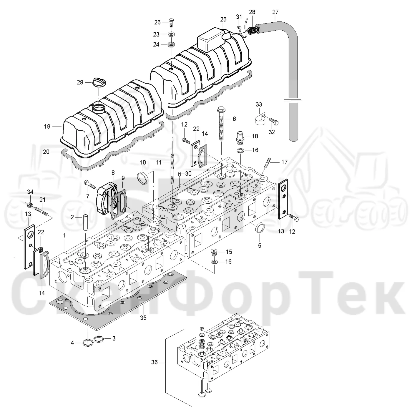 Схема: Valmet / Лесозаготовительные машины / Valmet 921 / Valmet 921 Ch 13271- / Valmet 921 Ch 13271- / Каталог запасных частей / Двигатель / Блок двигателя / Головка цилиндра