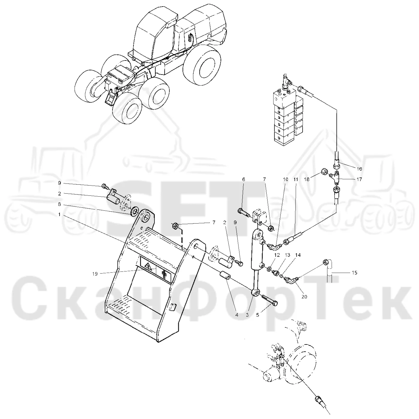 Схема: Valmet / Лесозаготовительные машины / Valmet 921 / Valmet 921 Ch 13271- / Valmet 921 Ch 13271- / Каталог запасных частей / шасси / Ступени / Ступень передняя