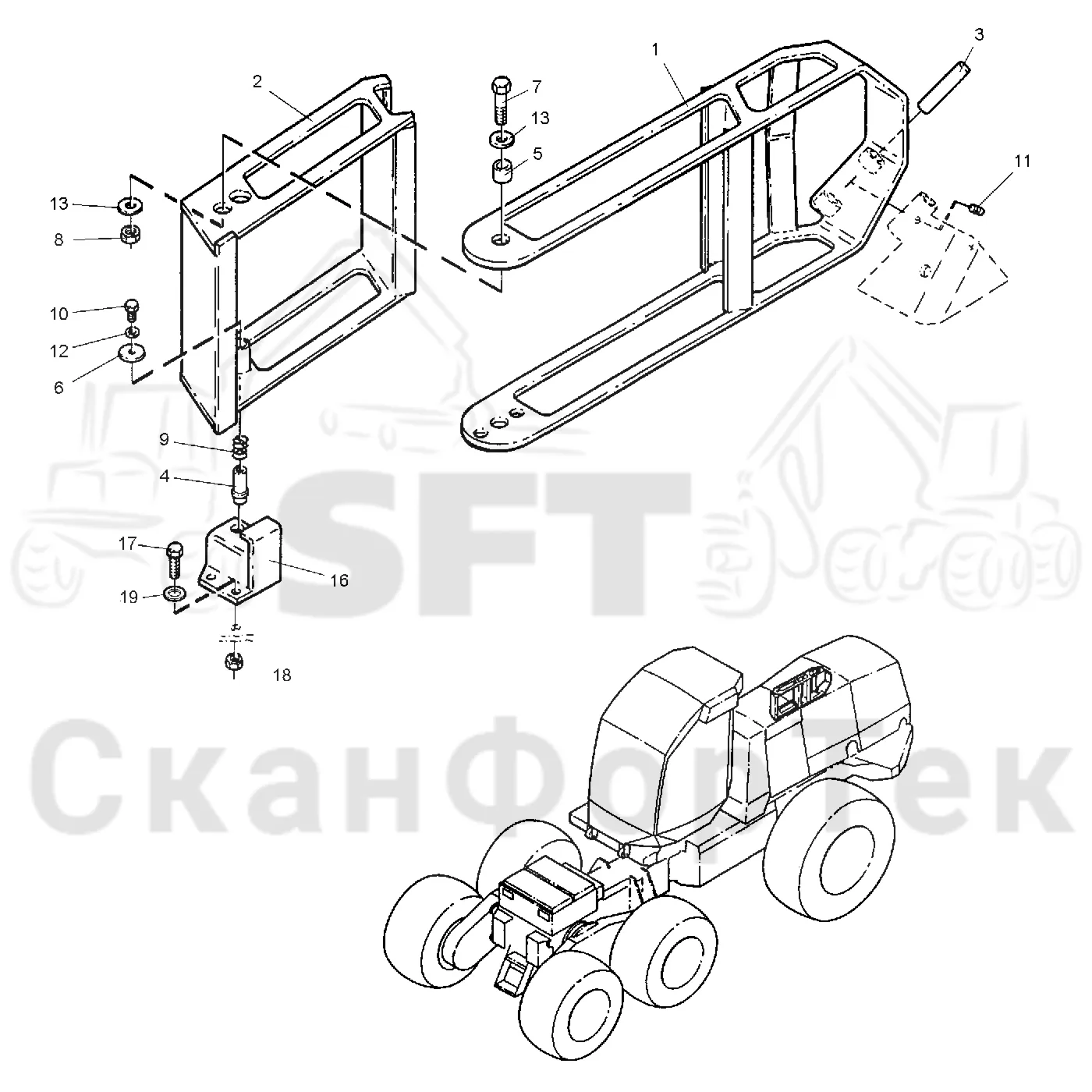 Схема: Valmet / Лесозаготовительные машины / Valmet 921 / Valmet 921 Ch -13270 / Valmet 921 Ch -13270 / Каталог запасных частей / шасси / Ступени / Ступень задняя