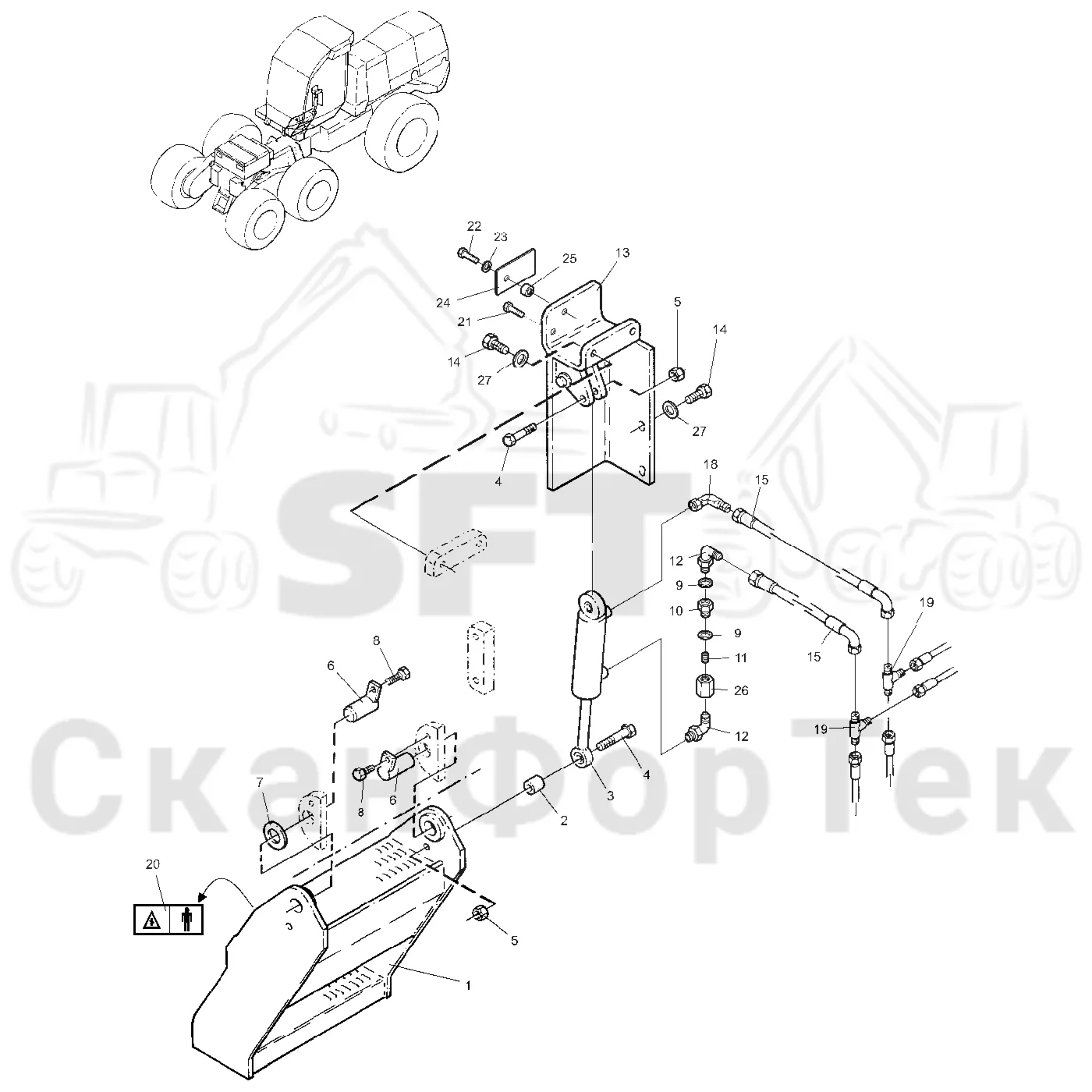 Схема: Valmet / Лесозаготовительные машины / Valmet 921 / Valmet 921 Ch -13270 / Valmet 921 Ch -13270 / Каталог запасных частей / шасси / Ступени / Step right side hydraulic