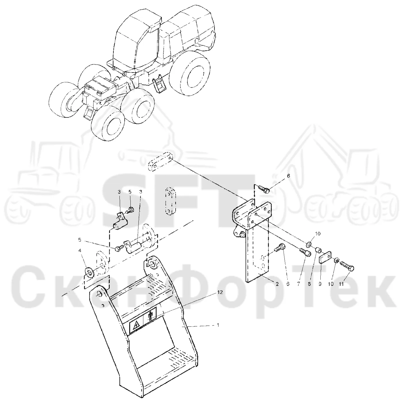 Схема: Valmet / Лесозаготовительные машины / Valmet 921 / Valmet 921 Ch -13270 / Valmet 921 Ch -13270 / Каталог запасных частей / шасси / Ступени / Step left side mechanics