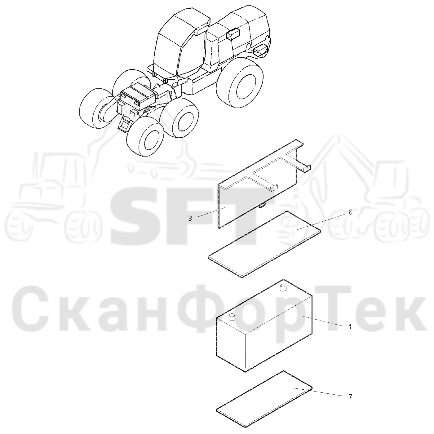 Схема: Valmet / Лесозаготовительные машины / Valmet 921 / Valmet 921 Ch 13271- / Valmet 921 Ch 13271- / Каталог запасных частей / шасси / Электрический Оборудование / Аккумуляторная батарея