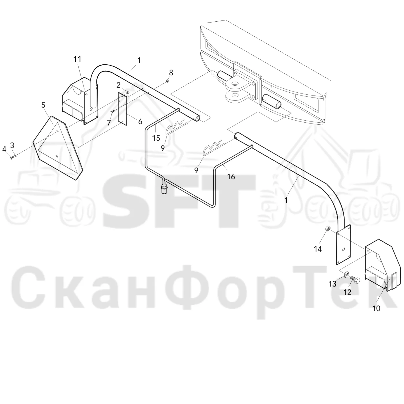 Схема: Valmet / Лесозаготовительные машины / Valmet 921 / Valmet 921 Ch 13271- / Valmet 921 Ch 13271- / Каталог запасных частей / шасси / Электрический Оборудование / Фонари заднего хода