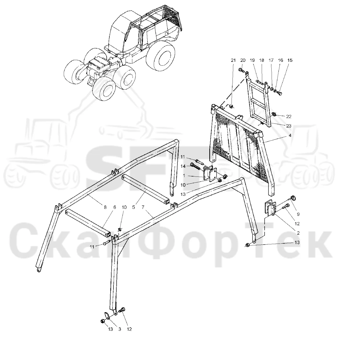Схема: Valmet / Лесозаготовительные машины / Valmet 921 / Valmet 921 Ch 13271- / Valmet 921 Ch 13271- / Каталог запасных частей / шасси / Капоты / Protection hoods