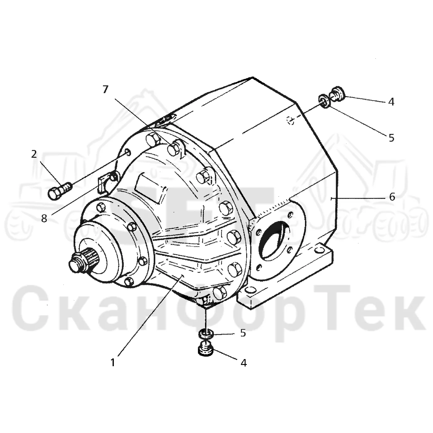 Схема: Valmet / Форвардер / Valmet 890.1 / Valmet 890.1 Ch. -117350, -119440 / Valmet 890.1 Ch. -117350, -11 / Каталог запасных частей / Коробка передач / Мост каретки / каретки / Дифференциал