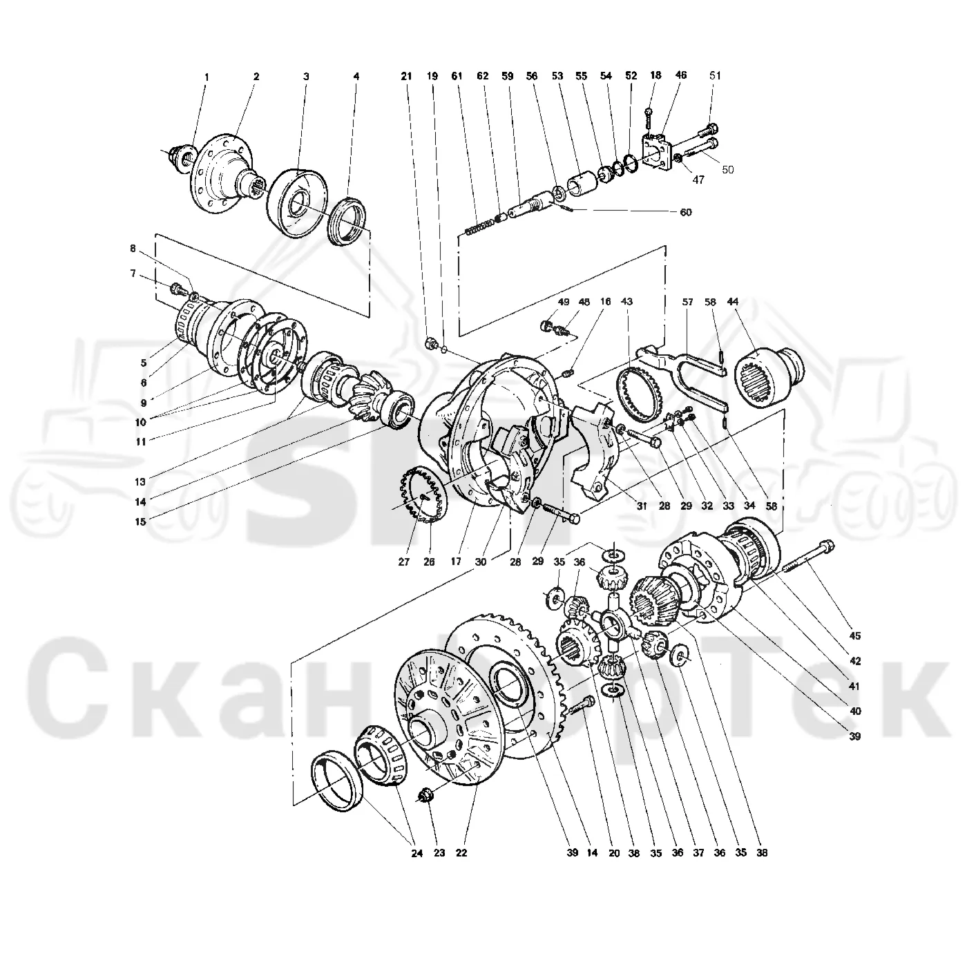 Схема: Valmet / Лесозаготовительные машины / Valmet 921 / Valmet 921 Ch -13270 / Valmet 921 Ch -13270 / Каталог запасных частей / Коробка передач / Мост каретки / Дифференциал Запчасть
