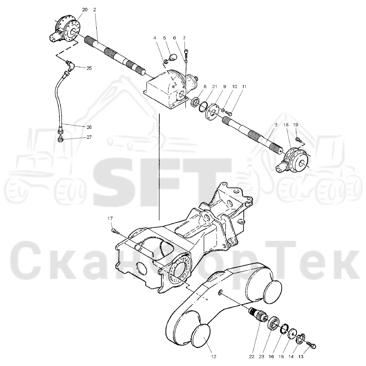 Схема: Valmet / Лесозаготовительные машины / Valmet 921 / Valmet 921 Ch 13271- / Valmet 921 Ch 13271- / Каталог запасных частей / Коробка передач / Мост каретки / Агрегат каретки