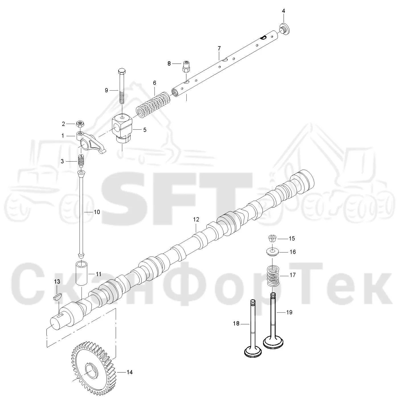 Схема: Valmet / Форвардер / Valmet 890.1 / Valmet 890.1 Ch. 117351-, 119441- / Valmet 890.1 Ch. 117351-, 119 / Каталог запасных частей / Двигатель / Блок двигателя / Механизм клапана