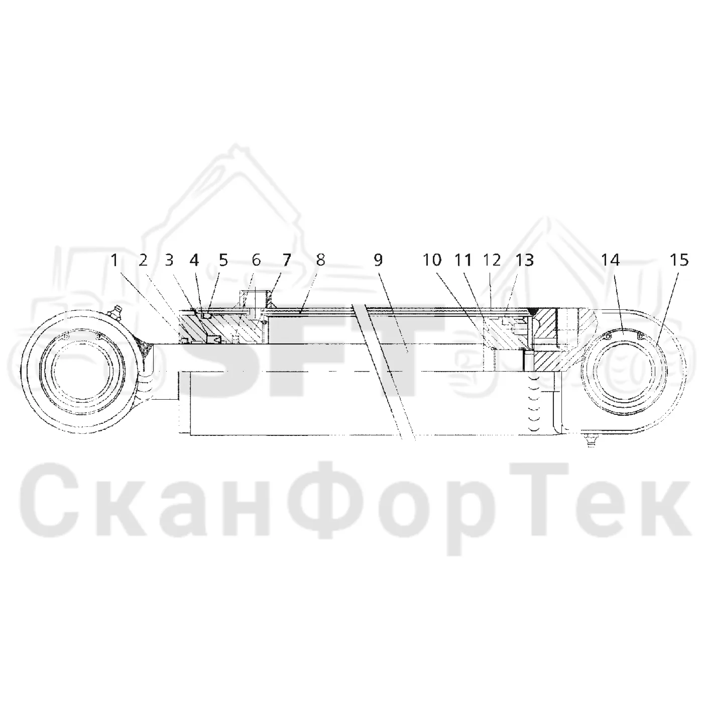 Схема: Valmet / Лесозаготовительные машины / Valmet 921 / Valmet 921 Ch 13271- / Valmet 921 Ch 13271- / Каталог запасных частей / Рулевое управление / Рулевое управление движением по грунту / Запасные части цилиндров рулевого управления