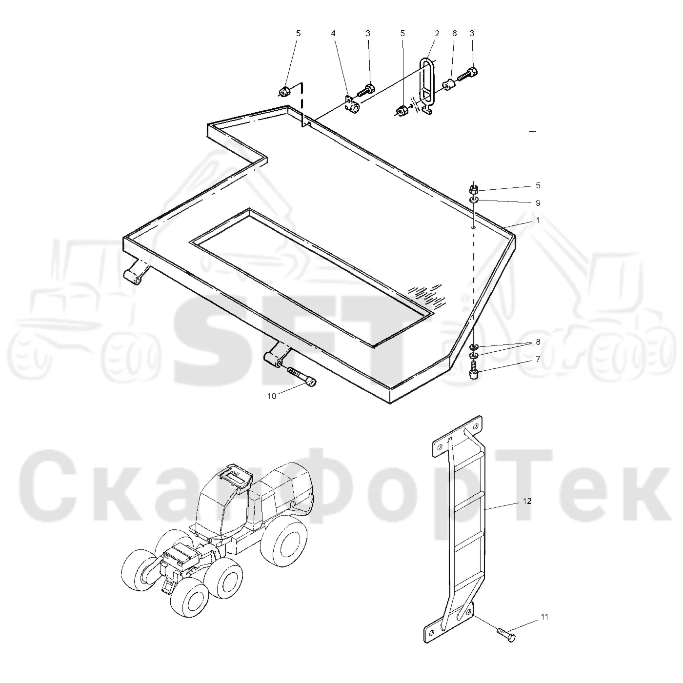 Схема: Valmet / Лесозаготовительные машины / Valmet 921 / Valmet 921 Ch 13271- / Valmet 921 Ch 13271- / Каталог запасных частей / Кабина / Кабина / Платформа на крыше