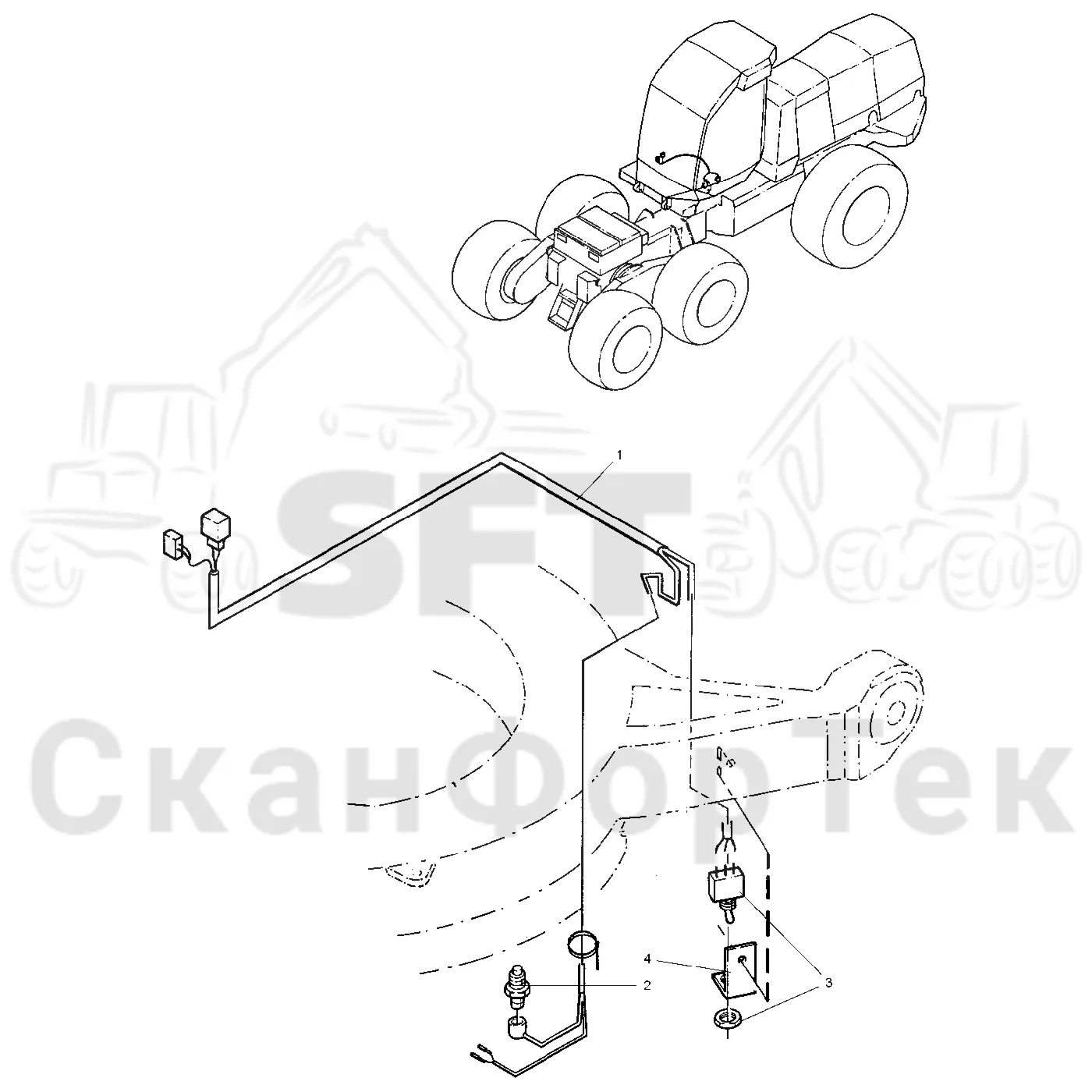 Схема: Valmet / Лесозаготовительные машины / Valmet 921 / Valmet 921 Ch -13270 / Valmet 921 Ch -13270 / Каталог запасных частей / Кабина / Кабина / Комплект электрооборудования платформы