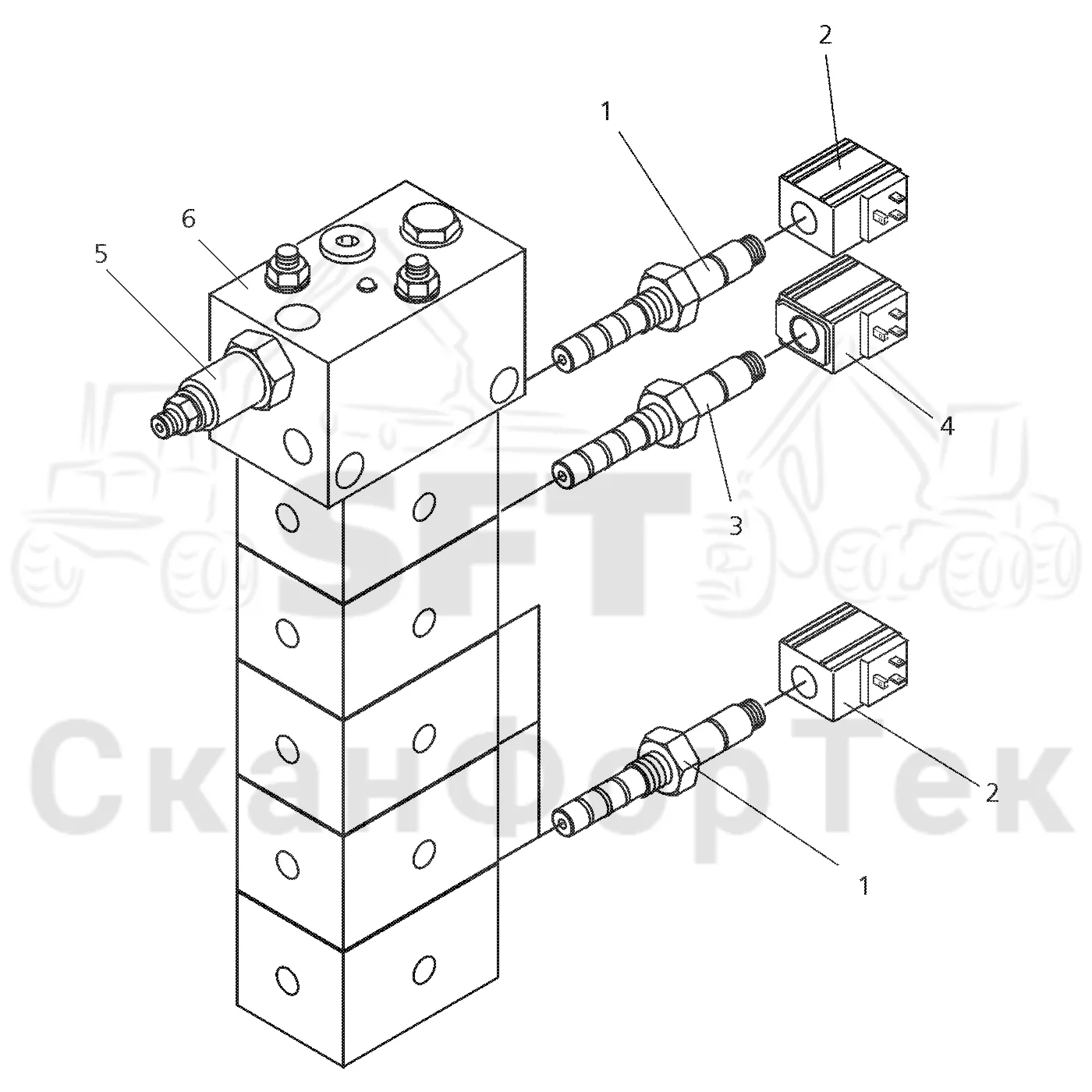 Схема: Valmet / Лесозаготовительные машины / Valmet 921 / Valmet 921 Ch -13270 / Valmet 921 Ch -13270 / Каталог запасных частей / Гидравлика / Клапан обслуживания / Запасные части клапана обслуживания