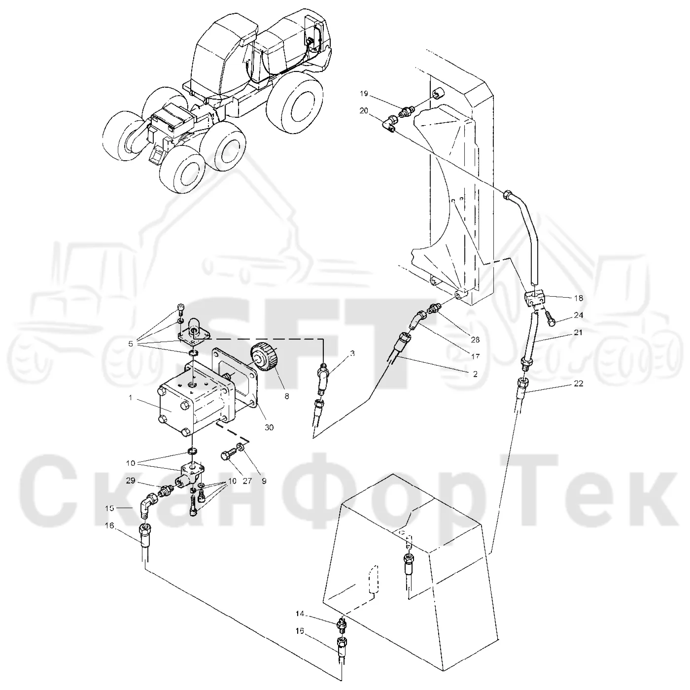 Схема: Valmet / Лесозаготовительные машины / Valmet 921 / Valmet 921 Ch -13270 / Valmet 921 Ch -13270 / Каталог запасных частей / Гидравлика / Система охлаждения масла / Охлаждение смазочного масла для гидравлических систем