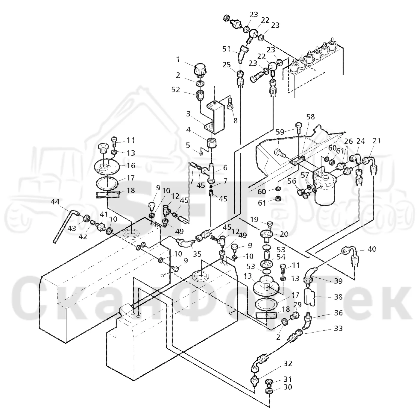 Схема: Valmet / Лесозаготовительные машины / Valmet 921 / Valmet 921 Ch 13271- / Valmet 921 Ch 13271- / Каталог запасных частей / Двигатель / Топливная система / Топливная система