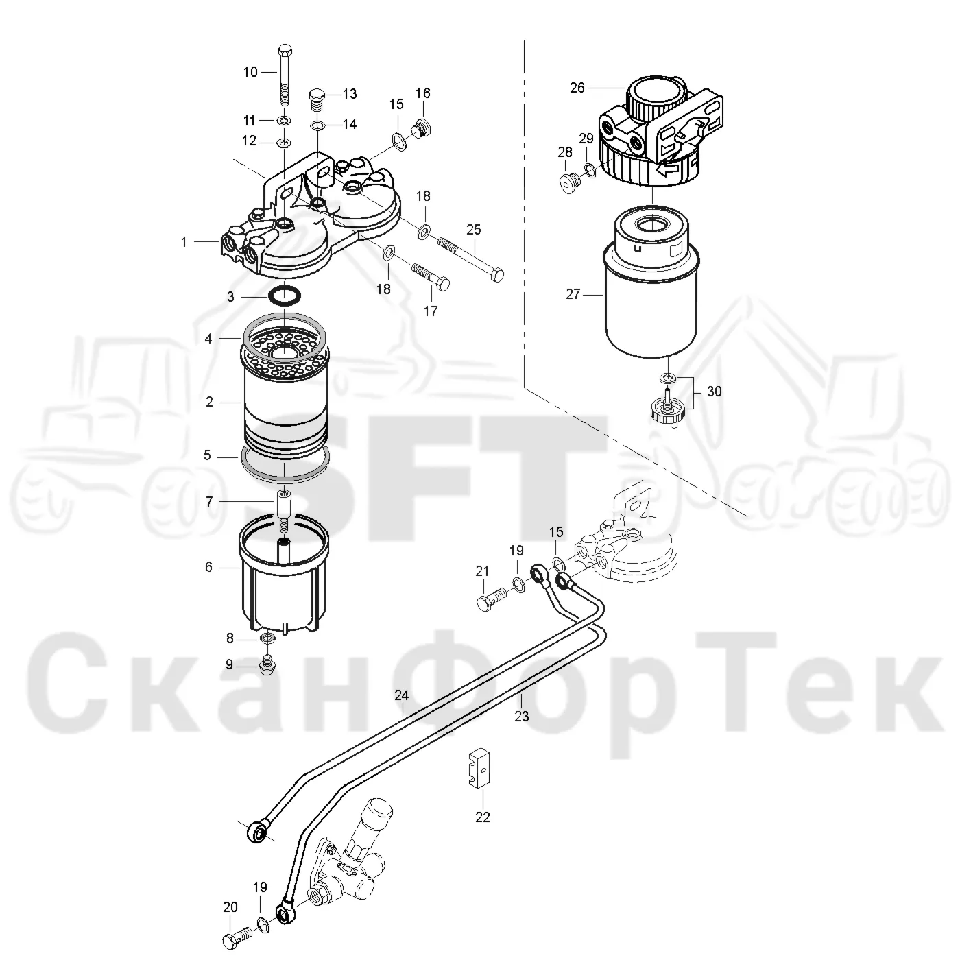 Схема: Valmet / Лесозаготовительные машины / Valmet 921 / Valmet 921 Ch 13271- / Valmet 921 Ch 13271- / Каталог запасных частей / Двигатель / Топливная система / Топливный фильтр