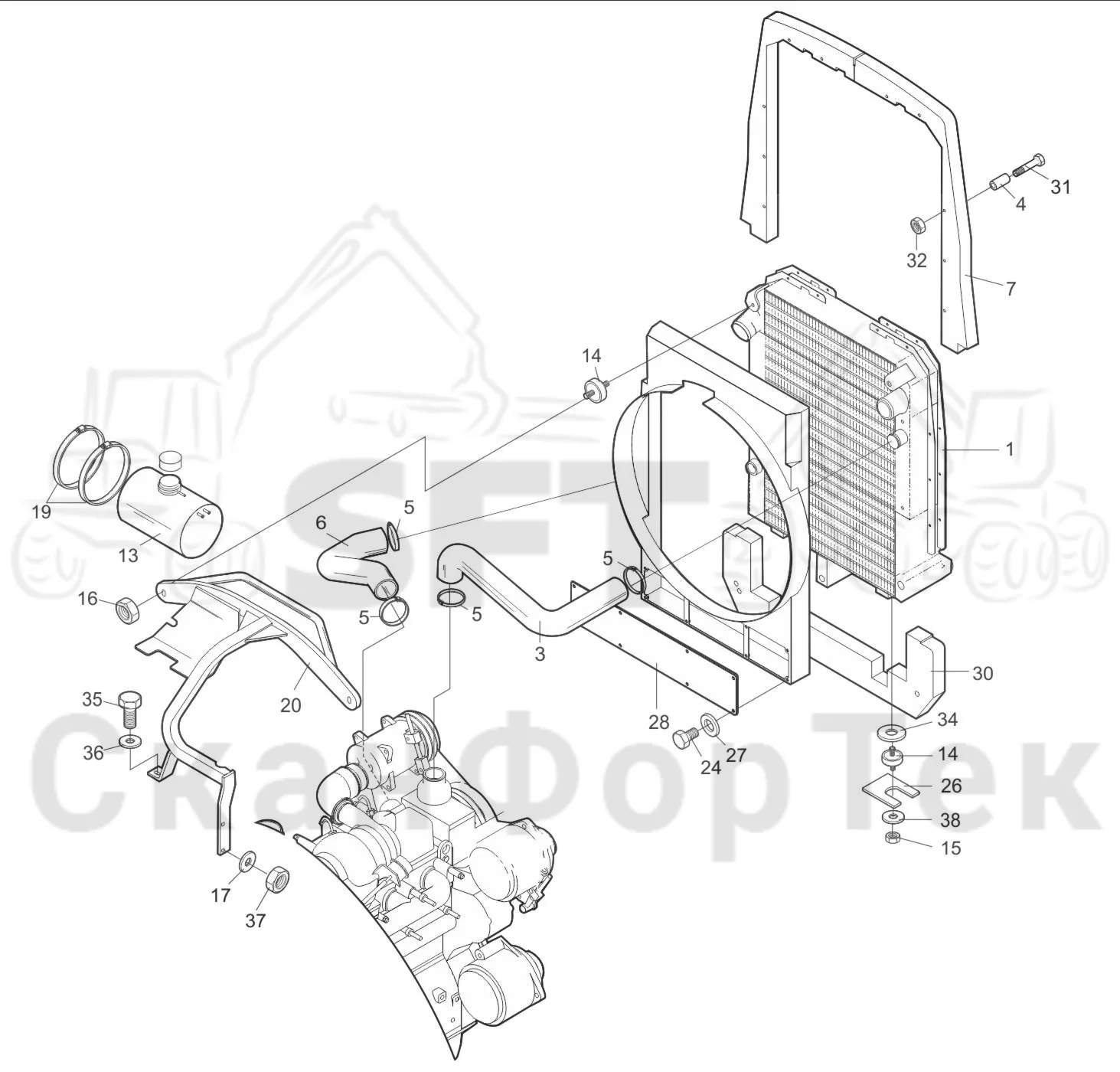 Схема: Valmet / Лесозаготовительные машины / Valmet 921 / Valmet 921 Ch 13271- / Valmet 921 Ch 13271- / Каталог запасных частей / Двигатель / Система охлаждения / Система охлаждения двигателя