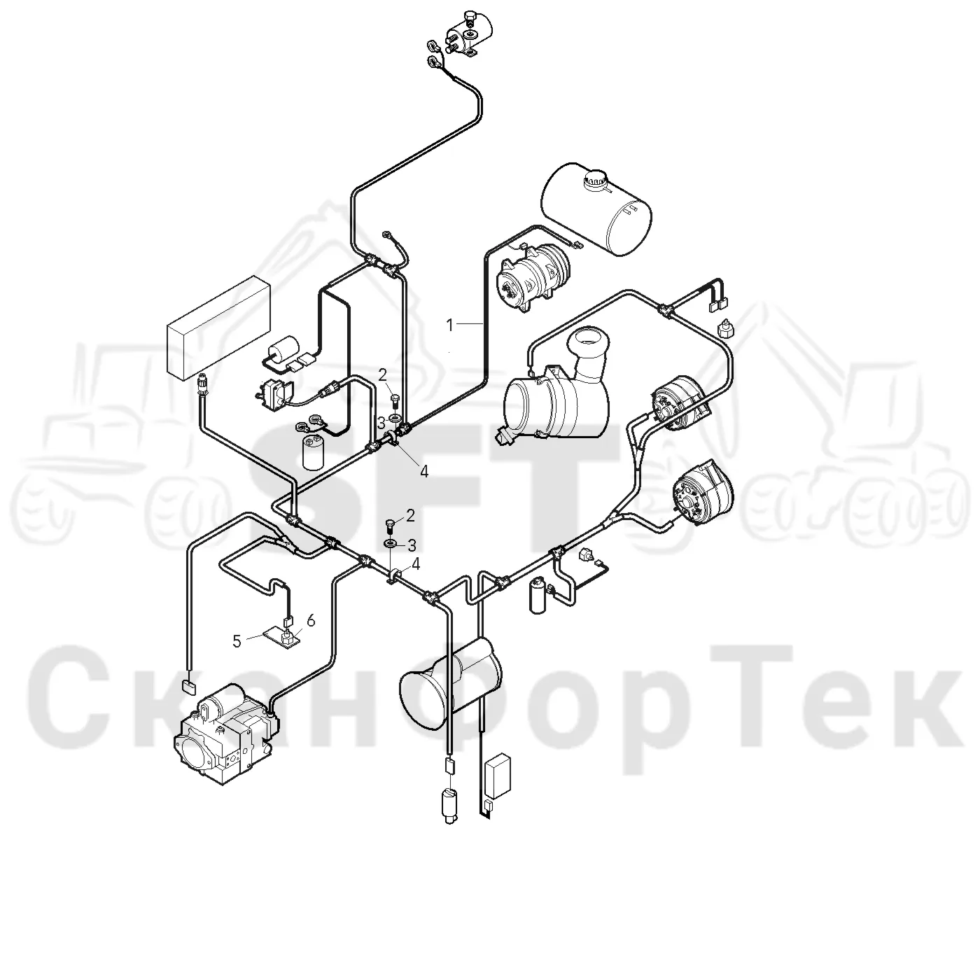 Схема: Valmet / Лесозаготовительные машины / Valmet 921 / Valmet 921 Ch 13271- / Valmet 921 Ch 13271- / Каталог запасных частей / Двигатель / Электрический / Комплект кабелей двигателя
