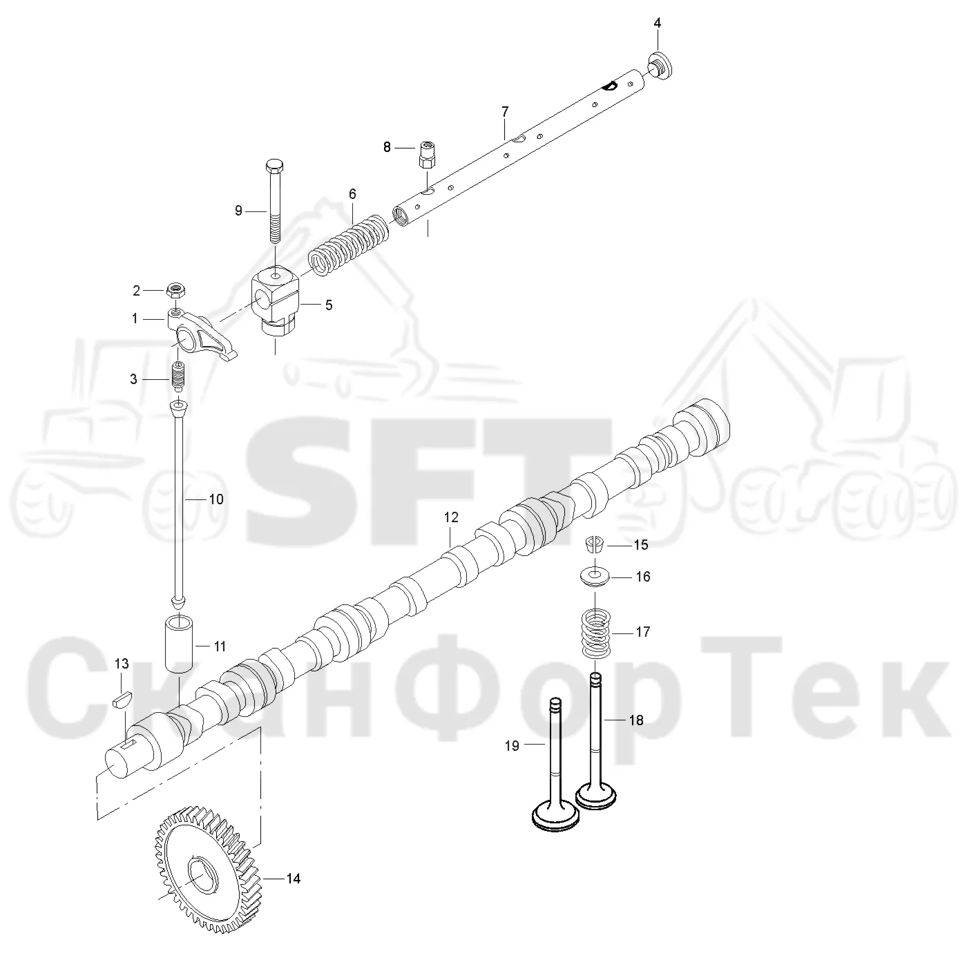 Схема: Valmet / Лесозаготовительные машины / Valmet 941 / Valmet 941 Ch -12070 / Valmet 941 Ch -12070 / Каталог запасных частей / Двигатель / Блок двигателя / Механизм клапана