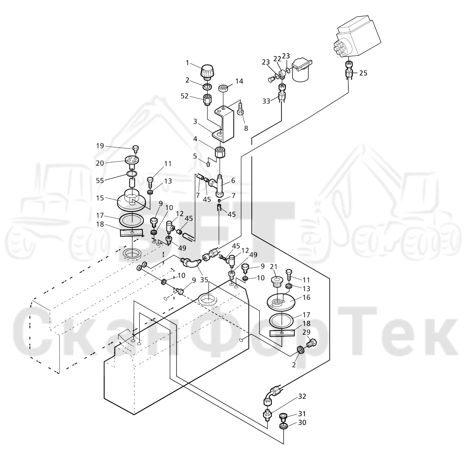 Схема: Valmet / Лесозаготовительные машины / Valmet 941 / Valmet 941 Ch -12070 / Valmet 941 Ch -12070 / Каталог запасных частей / Двигатель / Топливная система / Топливная система