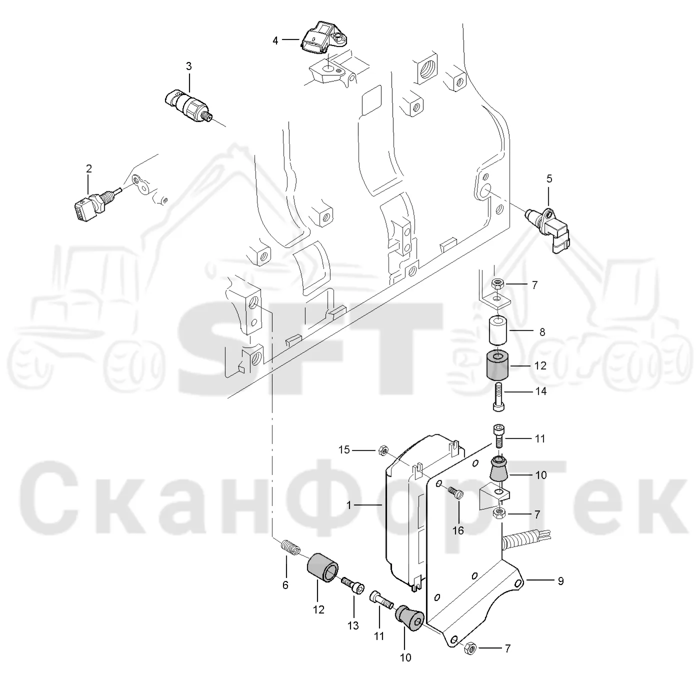 Схема: Valmet / Лесозаготовительные машины / Valmet 941 / Valmet 941 Ch -12070 / Valmet 941 Ch -12070 / Каталог запасных частей / Двигатель / Комплект электрооборудования / EEM Оборудование