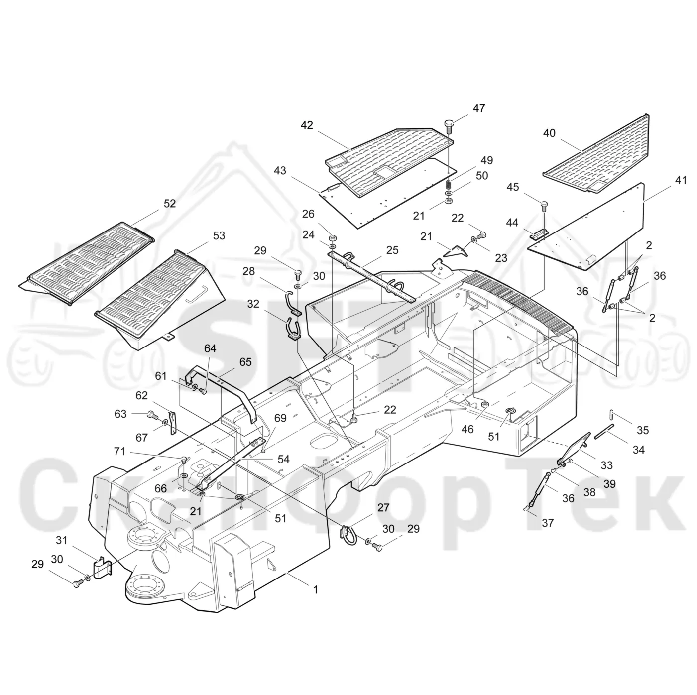 Схема: Valmet / Лесозаготовительные машины / Valmet 941 / Valmet 941 Ch -12070 / Valmet 941 Ch -12070 / Каталог запасных частей / шасси / Рамы / Комплект рамы задний