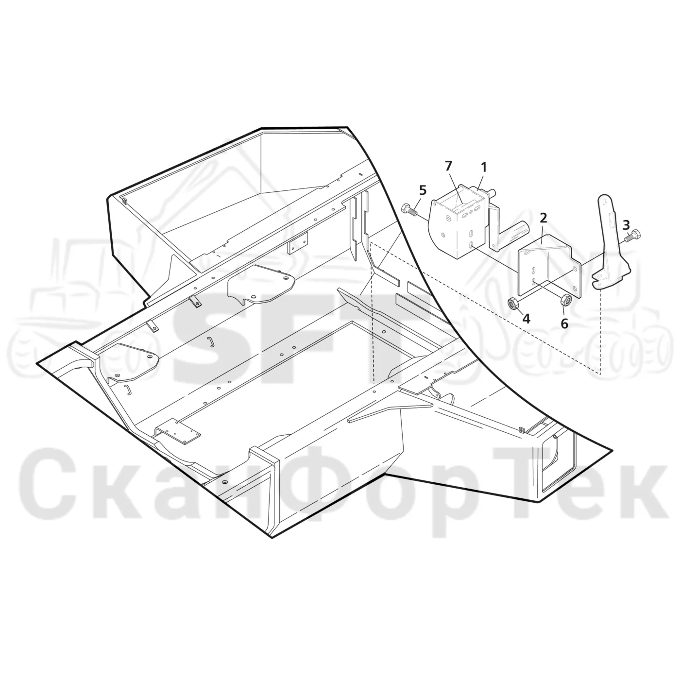 Схема: Valmet / Лесозаготовительные машины / Valmet 941 / Valmet 941 Ch -12070 / Valmet 941 Ch -12070 / Каталог запасных частей / шасси / Картеры нижние / Подъемный инструмент