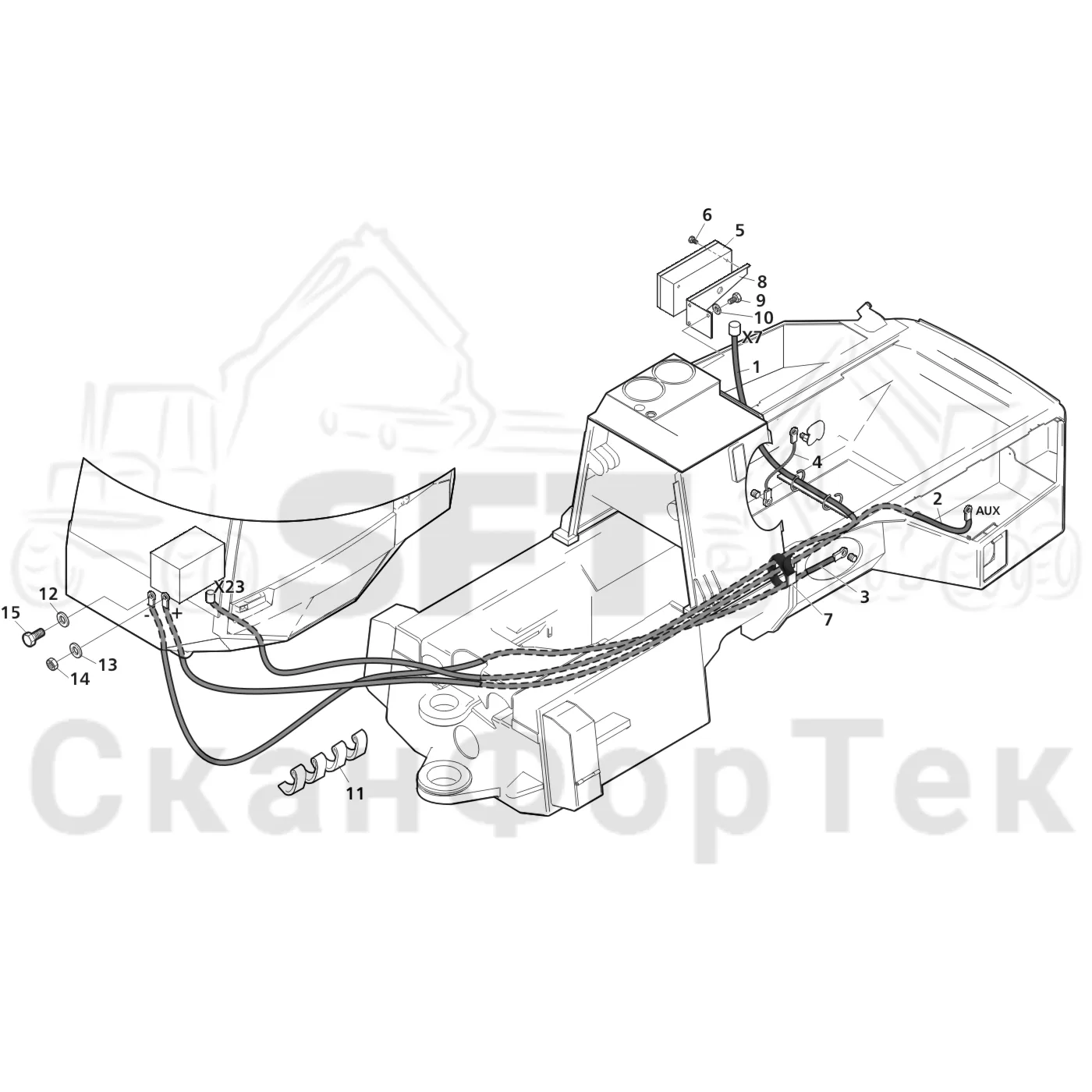 Схема: Valmet / Лесозаготовительные машины / Valmet 941 / Valmet 941 Ch -12070 / Valmet 941 Ch -12070 / Каталог запасных частей / шасси / Электрический Оборудование / Комплект кабелей шасси