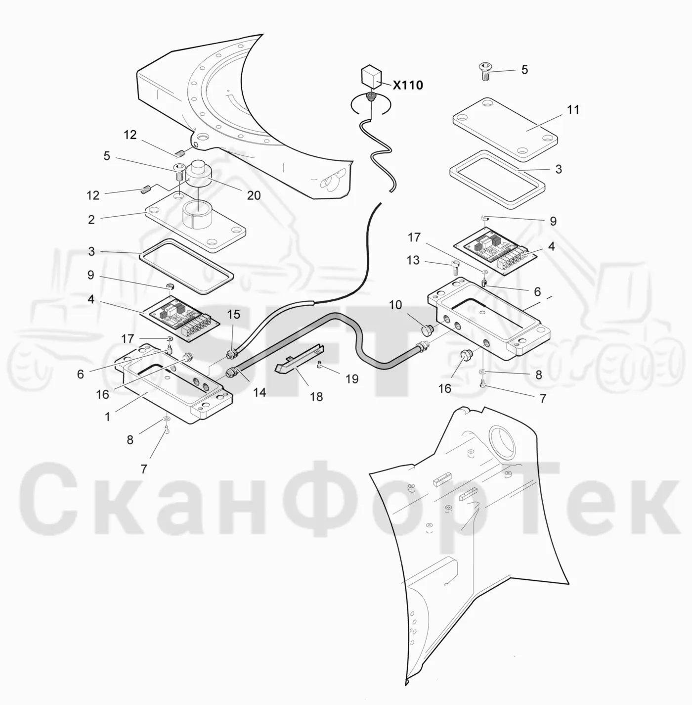 Схема: Valmet / Лесозаготовительные машины / Valmet 941 / Valmet 941 Ch 12071- / Valmet 941 Ch 12071- / Каталог запасных частей / шасси / Автовыравнивание / Датчик автовыравнивания