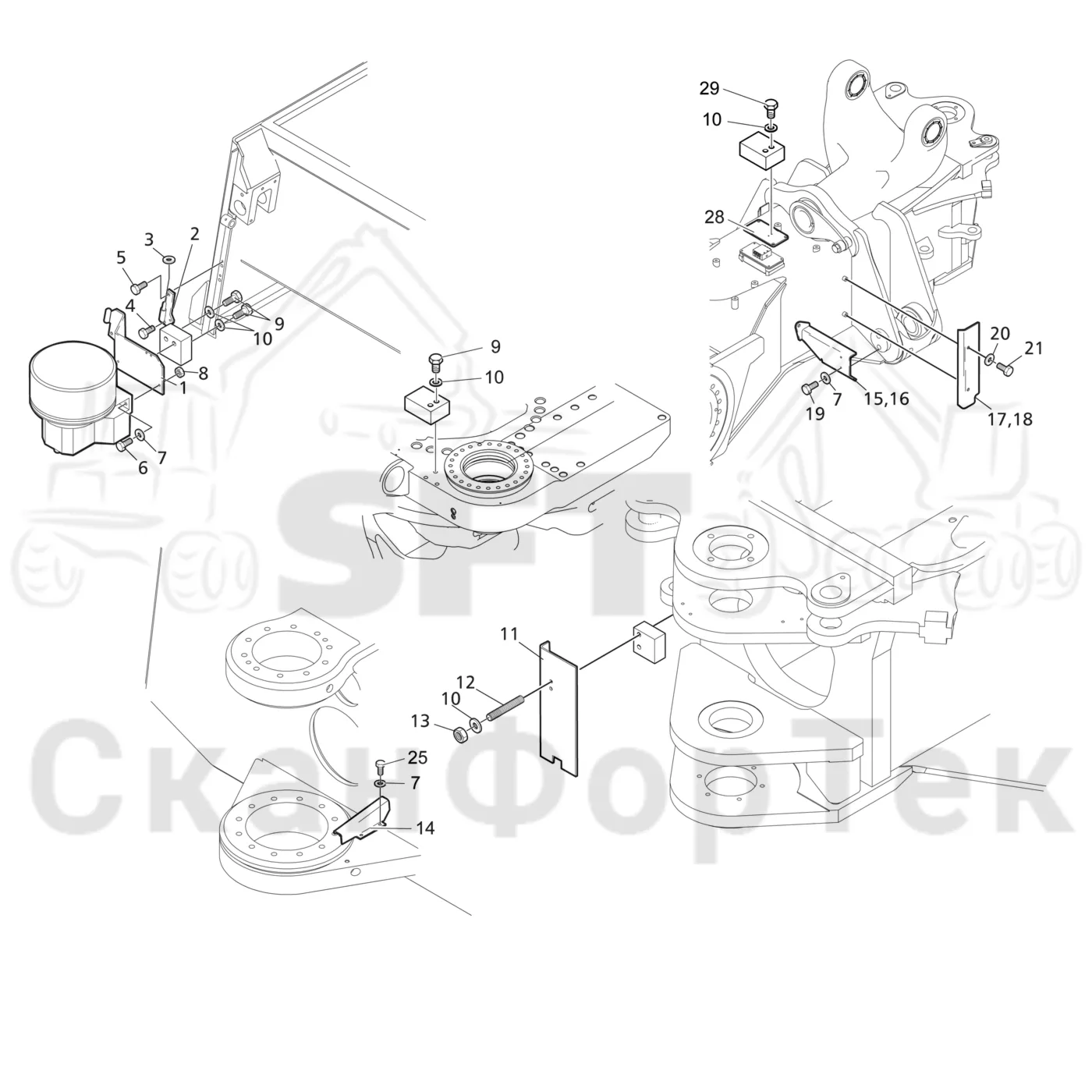 Схема: Valmet / Лесозаготовительные машины / Valmet 941 / Valmet 941 Ch -12070 / Valmet 941 Ch -12070 / Каталог запасных частей / шасси / Центральная смазка / защита