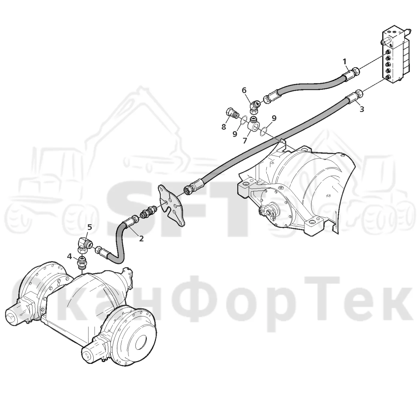 Схема: Valmet / Лесозаготовительные машины / Valmet 941 / Valmet 941 Ch 12071- / Valmet 941 Ch 12071- / Каталог запасных частей / Коробка передач / Блокировка дифференциала / Блокировка дифференциала