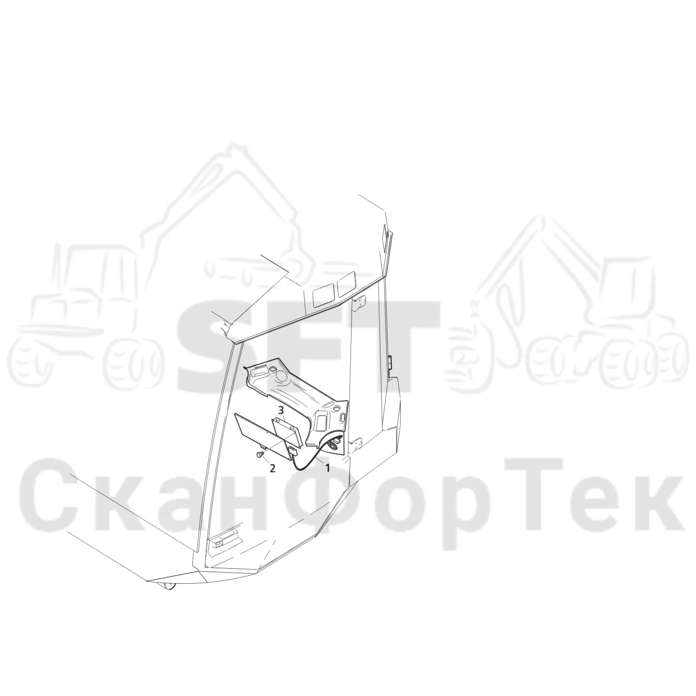 Схема: Valmet / Лесозаготовительные машины / Valmet 941 / Valmet 941 Ch 12071- / Valmet 941 Ch 12071- / Каталог запасных частей / Кабина / Салон / Электрический набор VCU 211071-