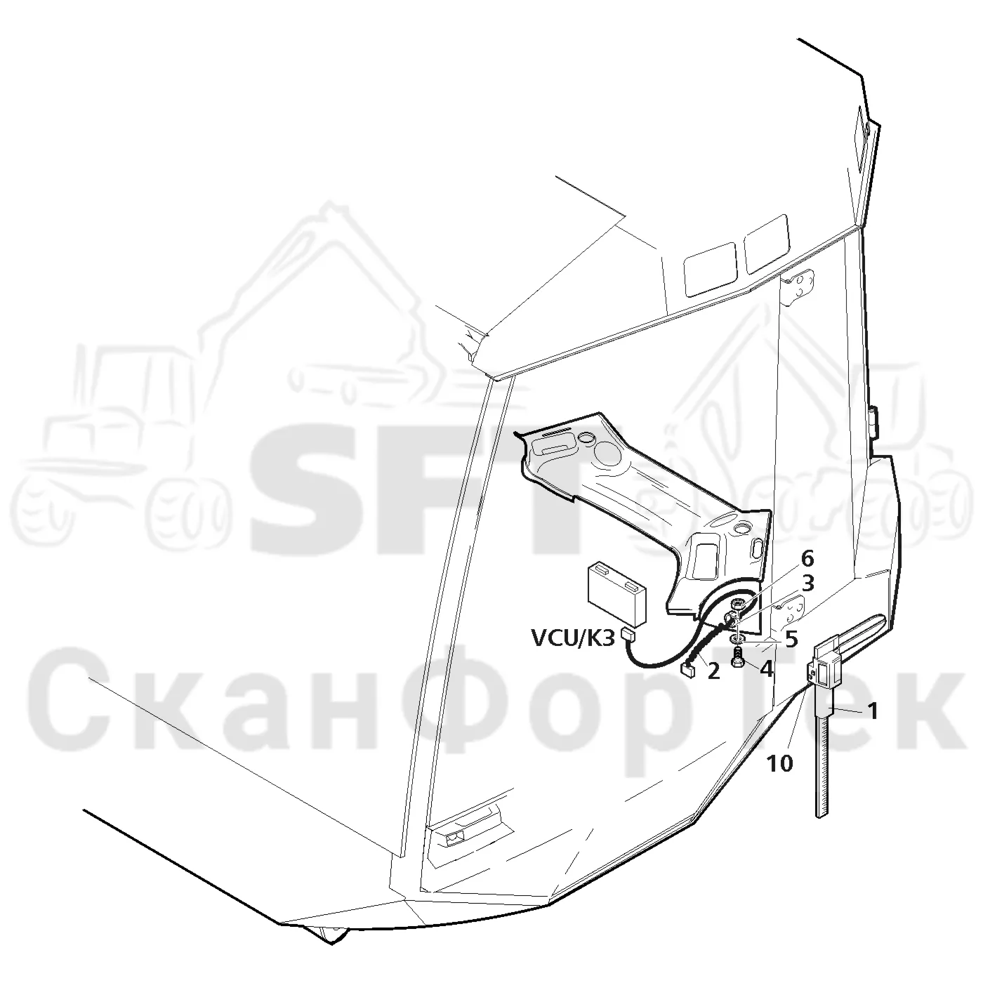 Схема: Valmet / Лесозаготовительные машины / Valmet 941 / Valmet 941 Ch 12071- / Valmet 941 Ch 12071- / Каталог запасных частей / Кабина / Салон / Штангенциркуль
