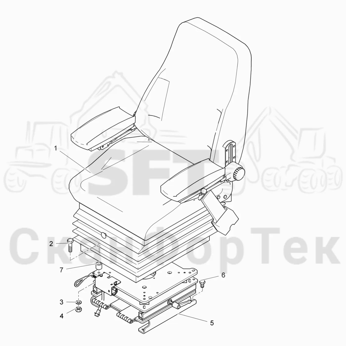 Схема: Valmet / Лесозаготовительные машины / Valmet 941 / Valmet 941 Ch 12071- / Valmet 941 Ch 12071- / Каталог запасных частей / Кабина / Сиденья / Сиденье KAB Basic