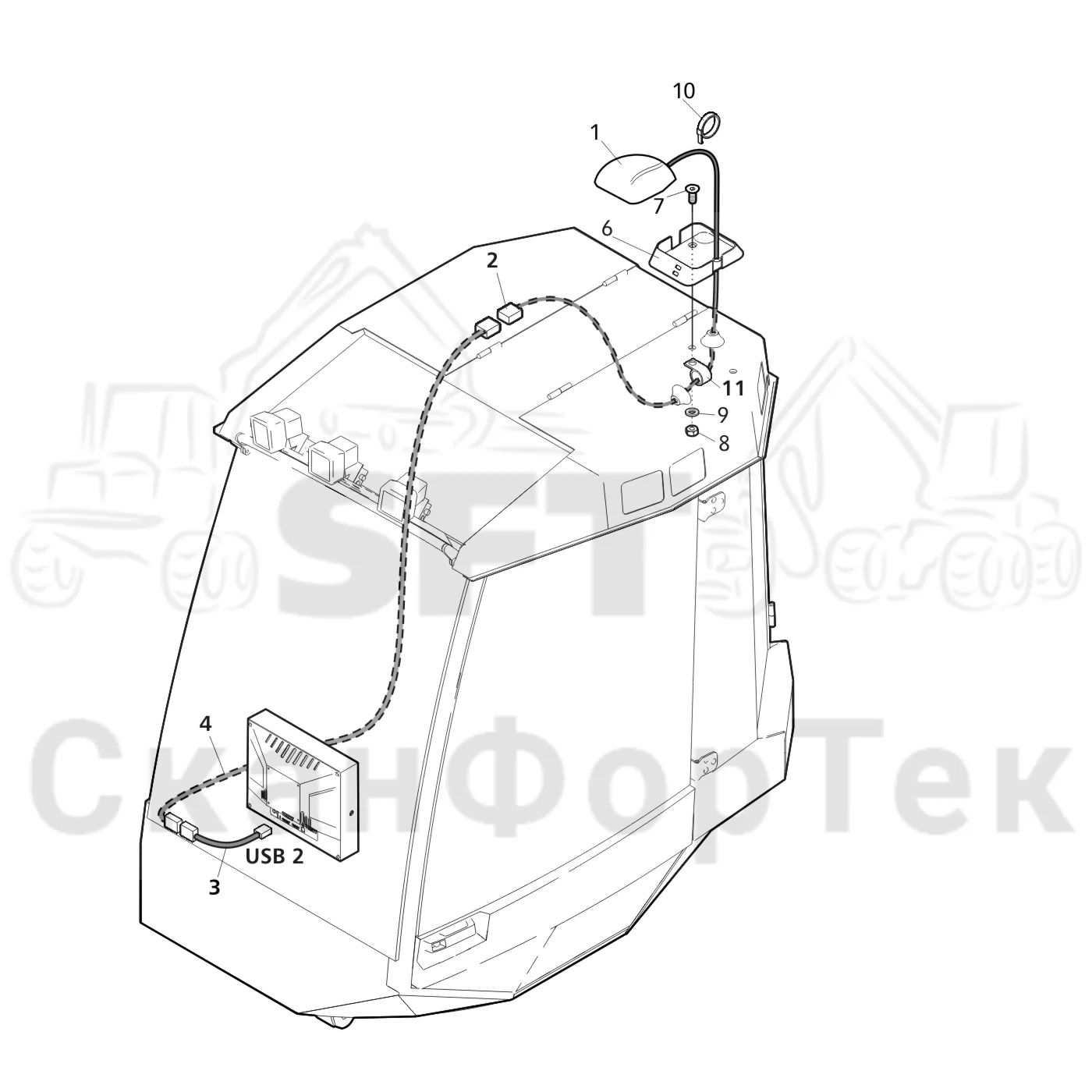 Схема: Valmet / Лесозаготовительные машины / Valmet 941 / Valmet 941 Ch -12070 / Valmet 941 Ch -12070 / Каталог запасных частей / Система управления / Компьютеры / GPS