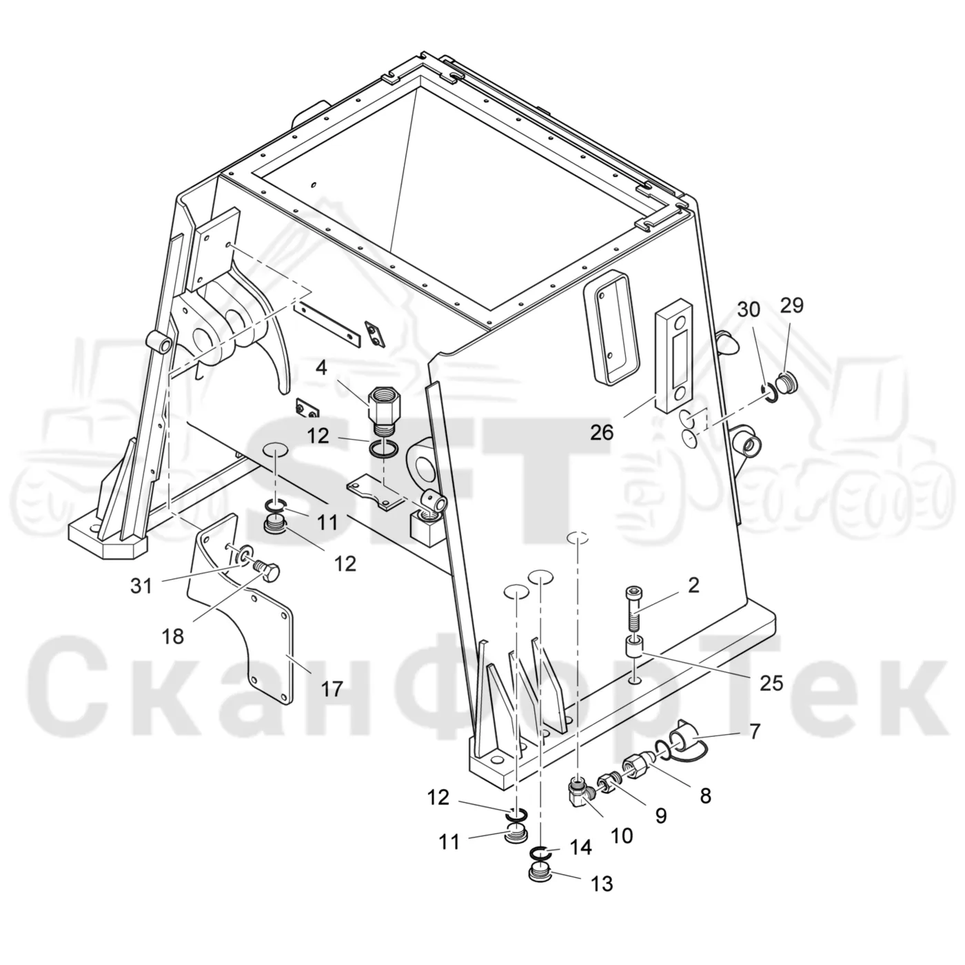 Схема: Valmet / Лесозаготовительные машины / Valmet 941 / Valmet 941 Ch -12070 / Valmet 941 Ch -12070 / Каталог запасных частей / Гидравлика / Бак гидравлики / Бак гидравлики