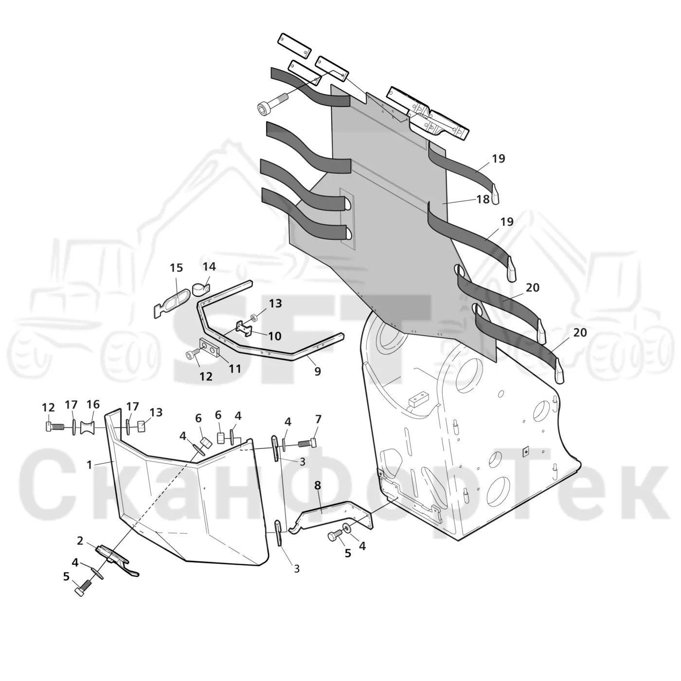 Схема: Valmet / Лесозаготовительные машины / Valmet 941 / Valmet 941 Ch -12070 / Valmet 941 Ch -12070 / Каталог запасных частей / Гидравлика / Клапан подъемного крана / Крышка