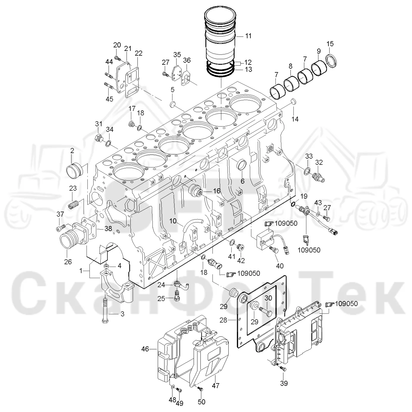 Схема: Valmet / Лесозаготовительные машины / Valmet 941 / Valmet 941 Ch 12071- / Valmet 941 Ch 12071- / Каталог запасных частей / Двигатель / Блок двигателя / Блок цилиндров